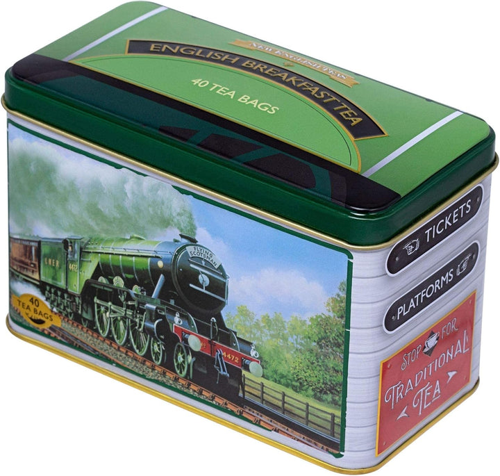New English Teas Flying Scotsman Tea Caddy - 40 English Breakfast Teabags