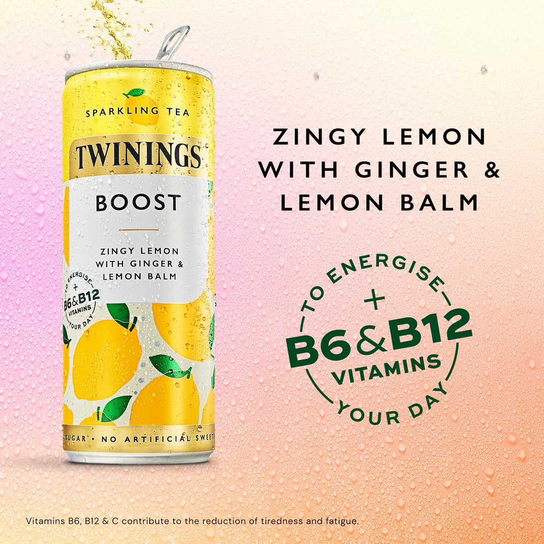 Twinings Boost - Lemon and Ginger Flavoured Sparkling Tea (330ml)