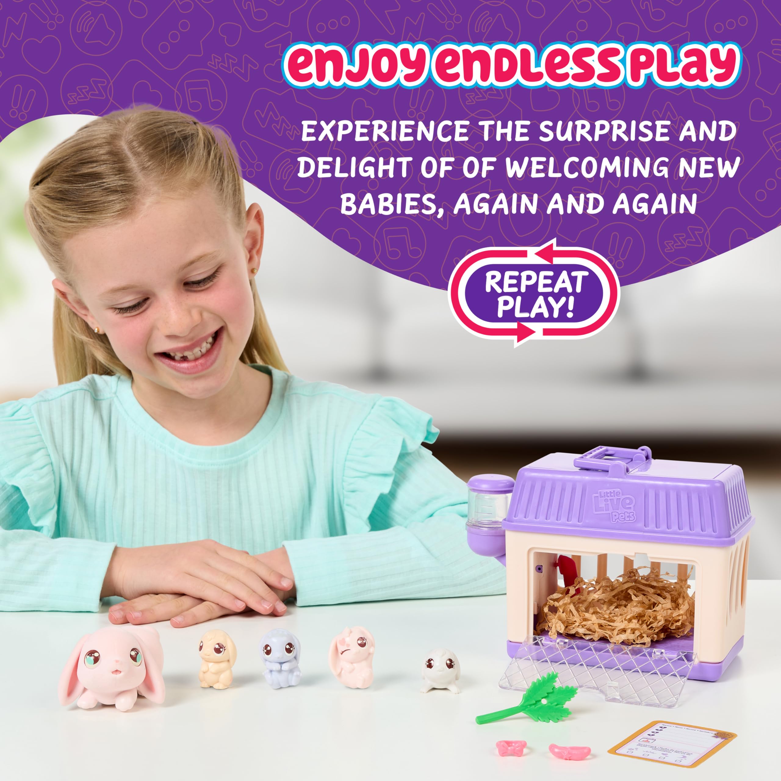 Little Live Pets Mama Surprise Minis Bunny Toy Playset | Surprise Babies & Accessories | Ages 5+ 6