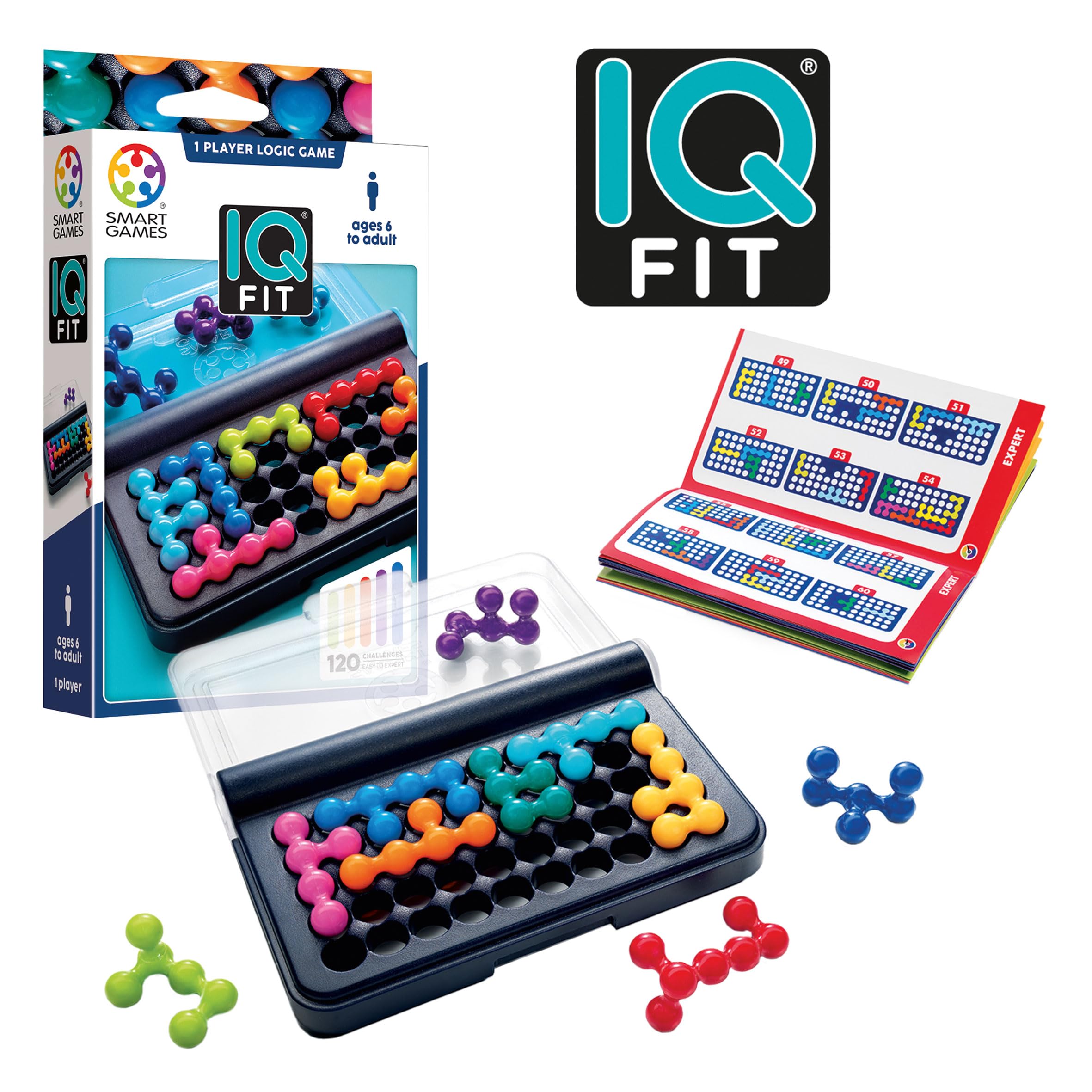 SmartGames IQ Fit Board Game - 1 Player Logic Puzzle | 120 Challenges | Ages 6+