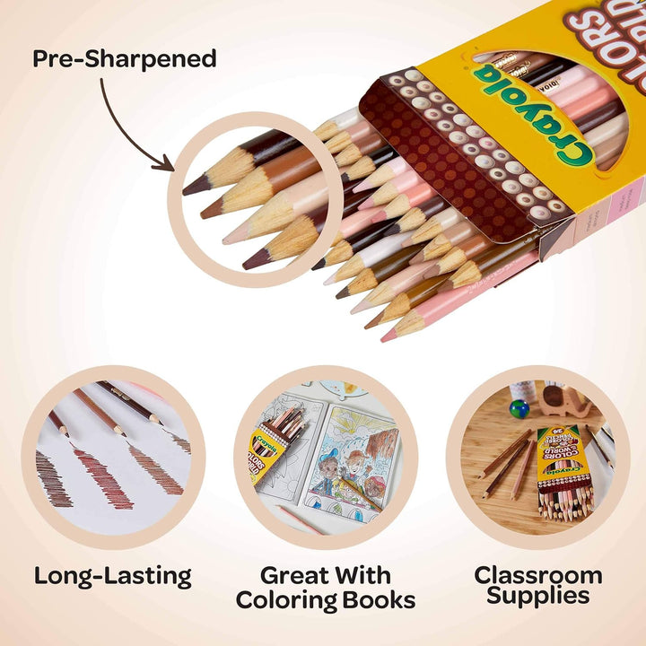 Crayola Colours of the World Coloured Pencils - 24 Multicultural Skin Tone Pencils for Kids 3+