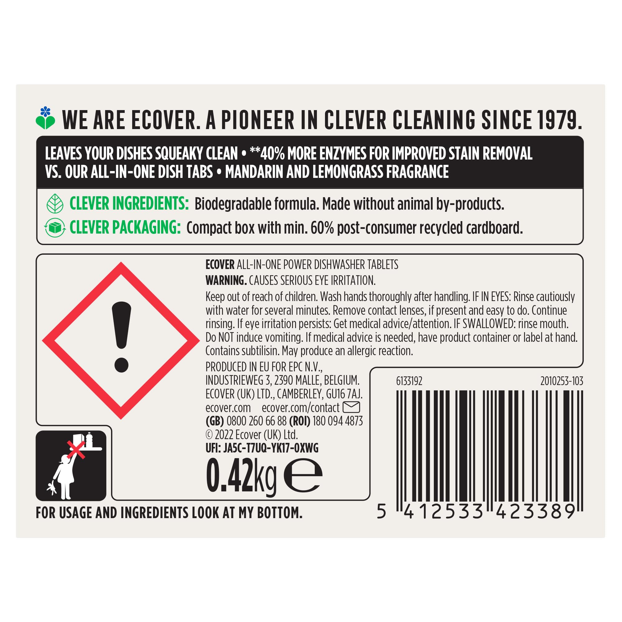 Ecover - All-In-One Power Dishwasher Tablets with Rinse Aid & Salt 9