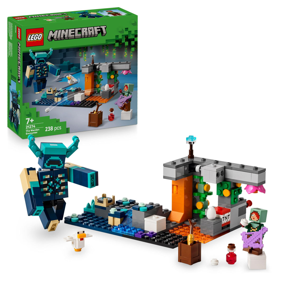 LEGO Minecraft The Warden Encounter 21274 - Buildable Warden Figure with Minifigure and Lush Cave Set