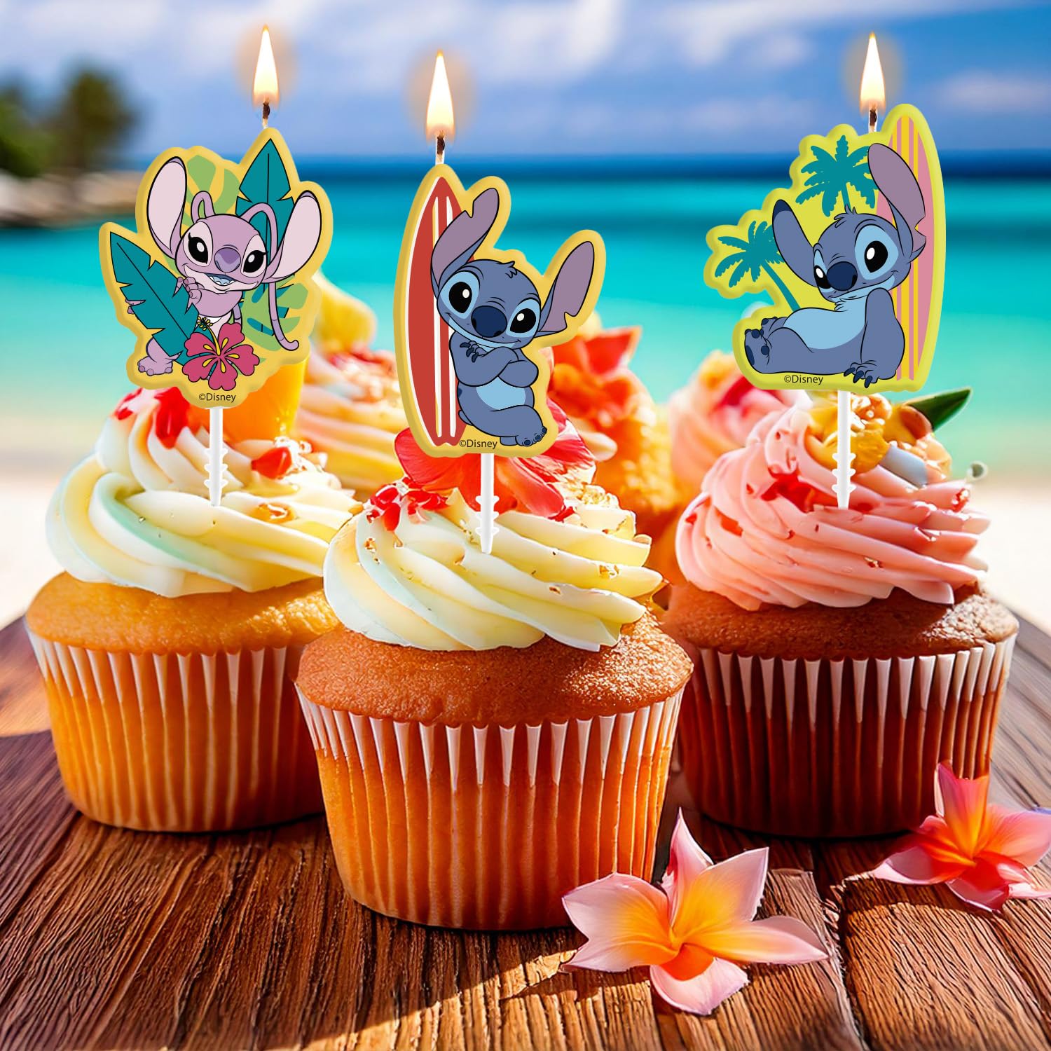 dekora - Disney Stitch Birthday Candle Set – 4 Colourful Cake Candles for K 2