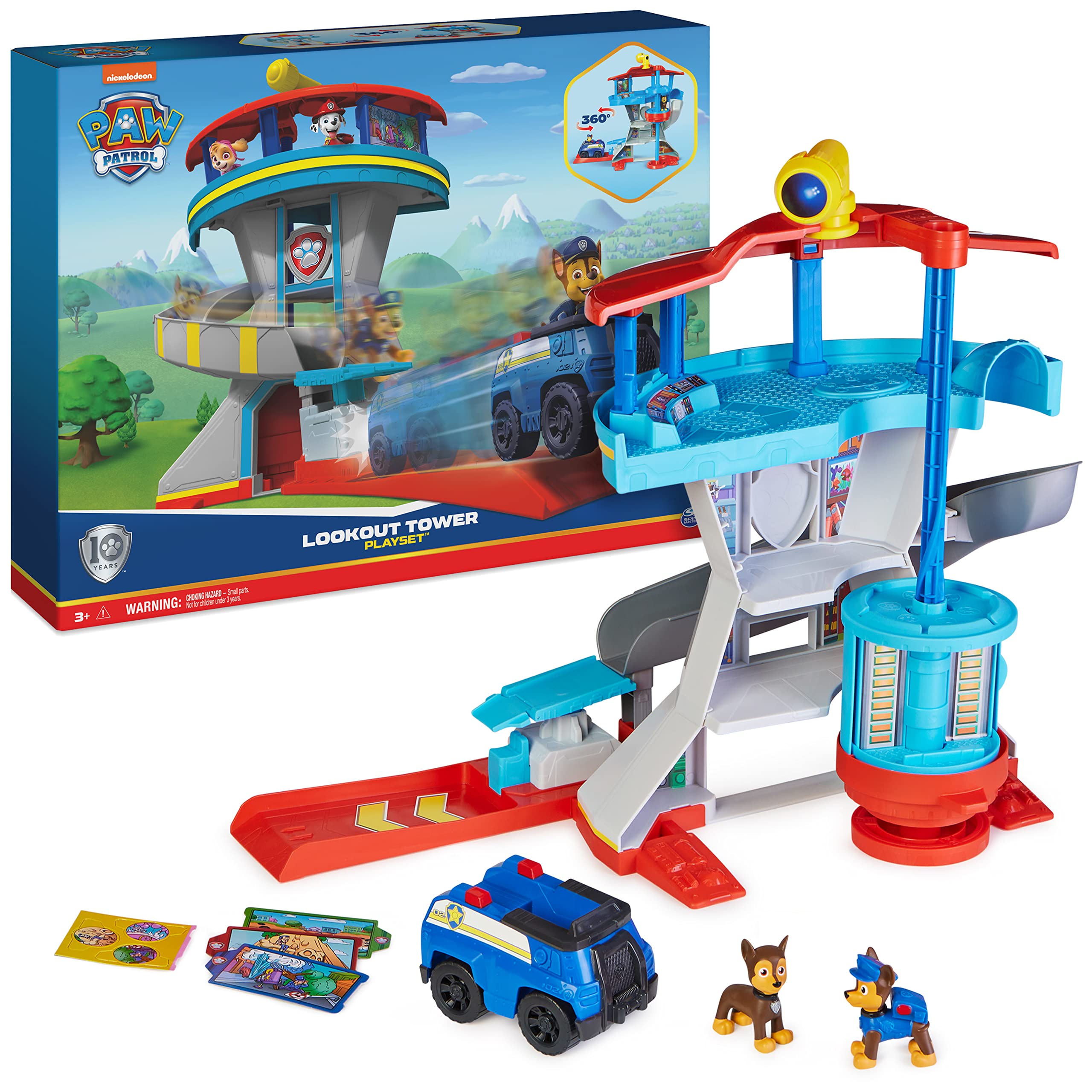 Paw Patrol Lookout Tower Playset with Toy Car Launcher, 2 Chase Figures, Police Cruiser | Ages 3+ 1