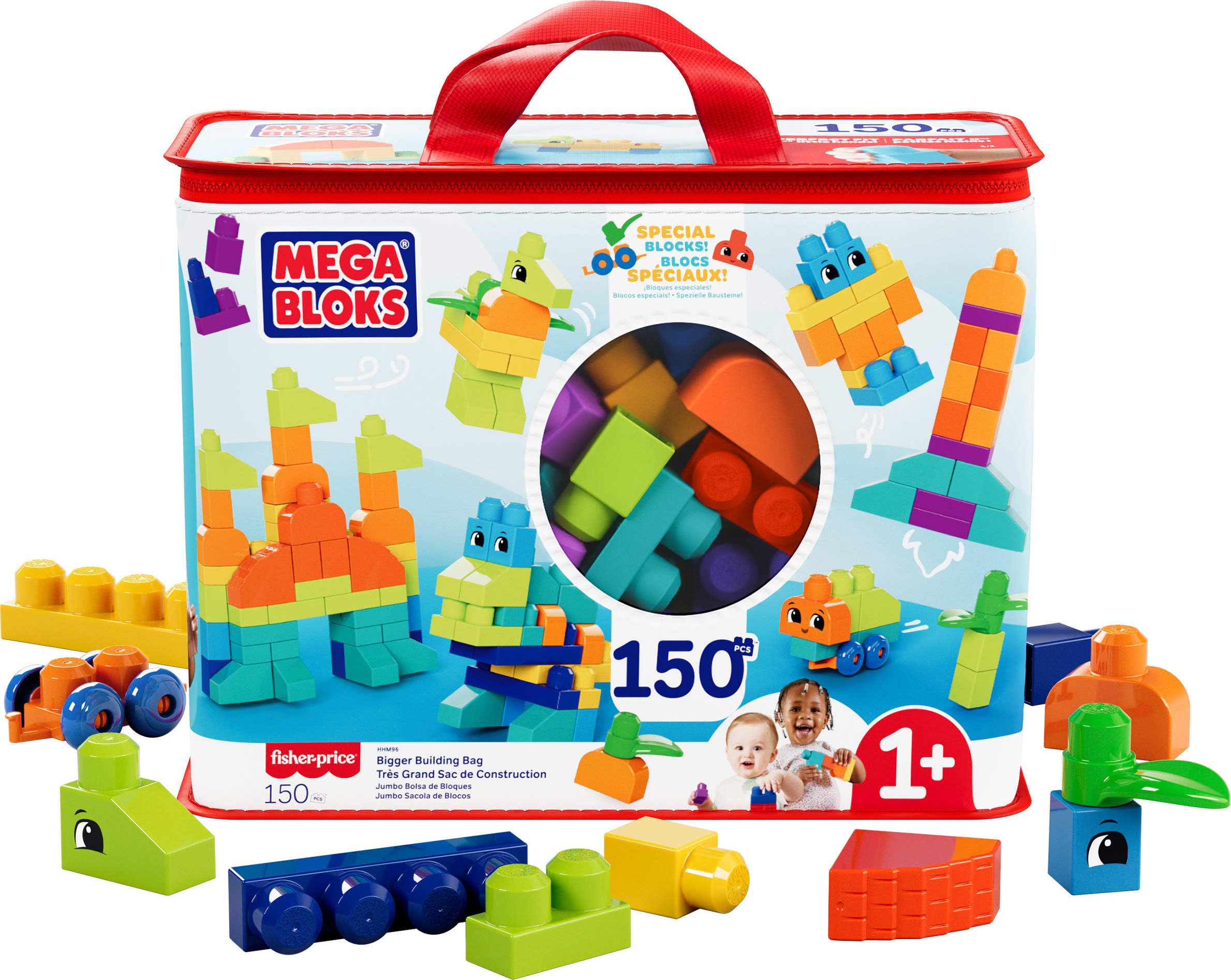 Mega Bloks Bigger Building Bag Building Set - 150 Pieces | Ages 1+ | Multicoloured