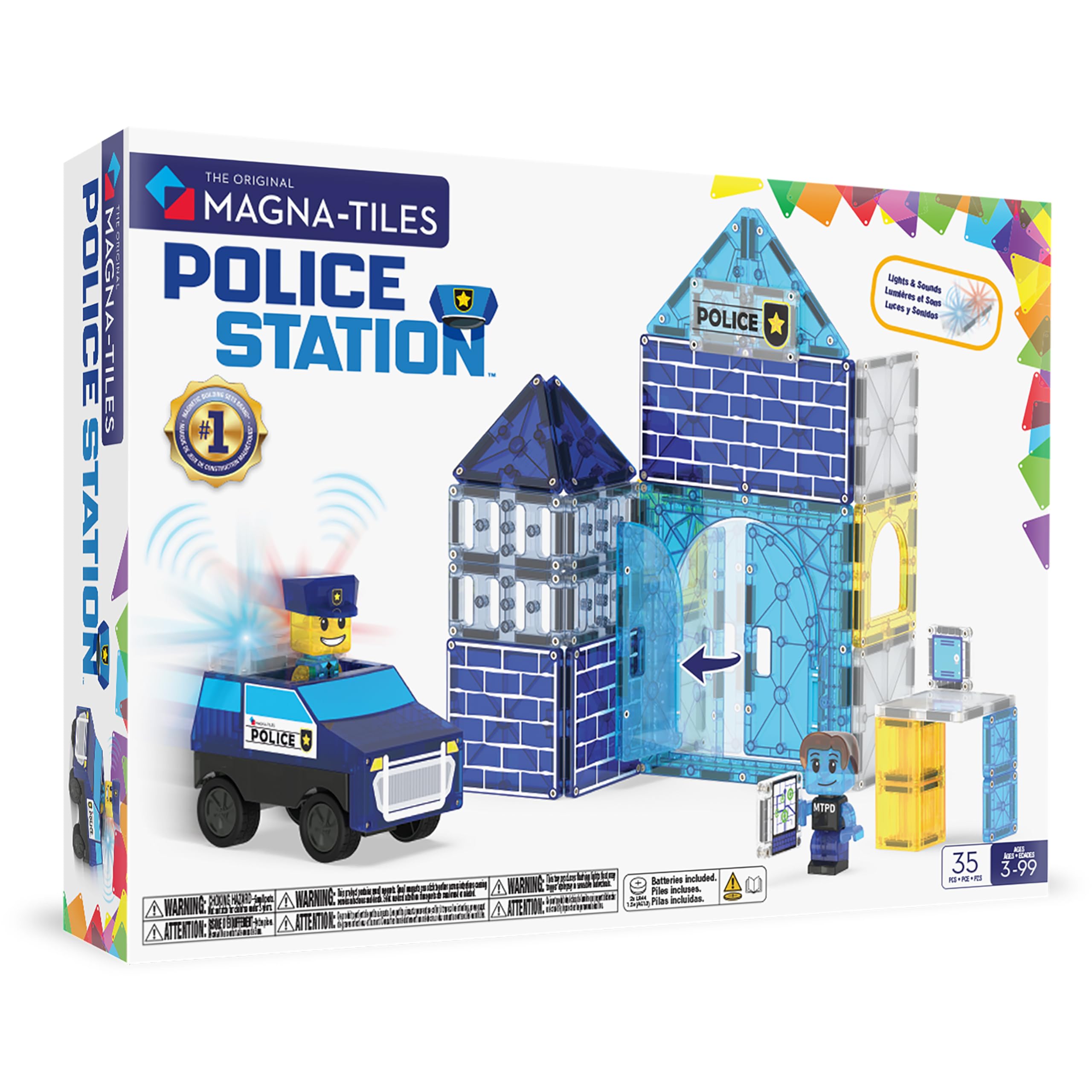 MAGNA-TILES Police Station 35-Piece Magnetic Construction Set