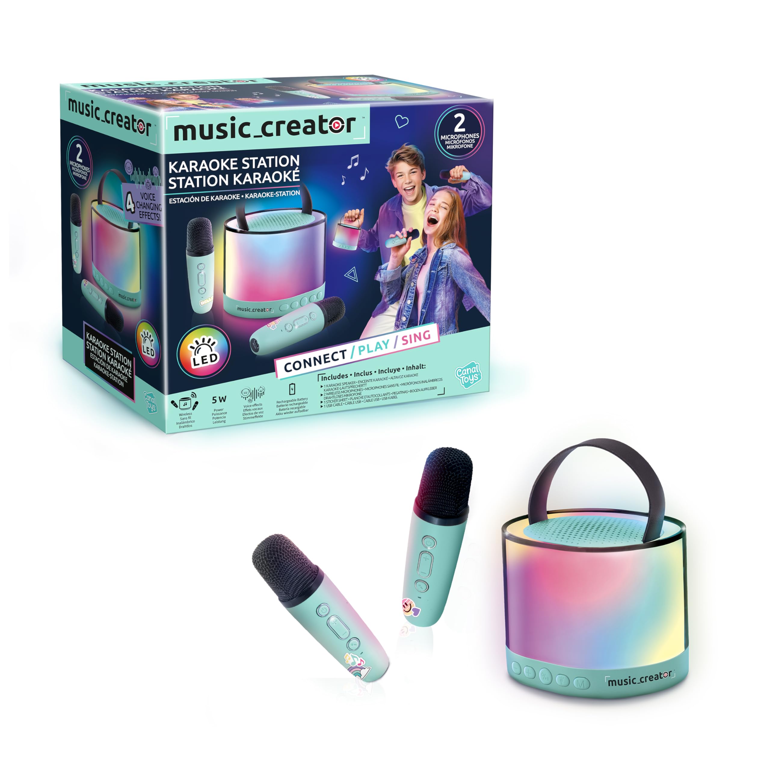 Canal Toys Music Creator Portable Bluetooth Karaoke Station with 2 Wireless Microphones | Red