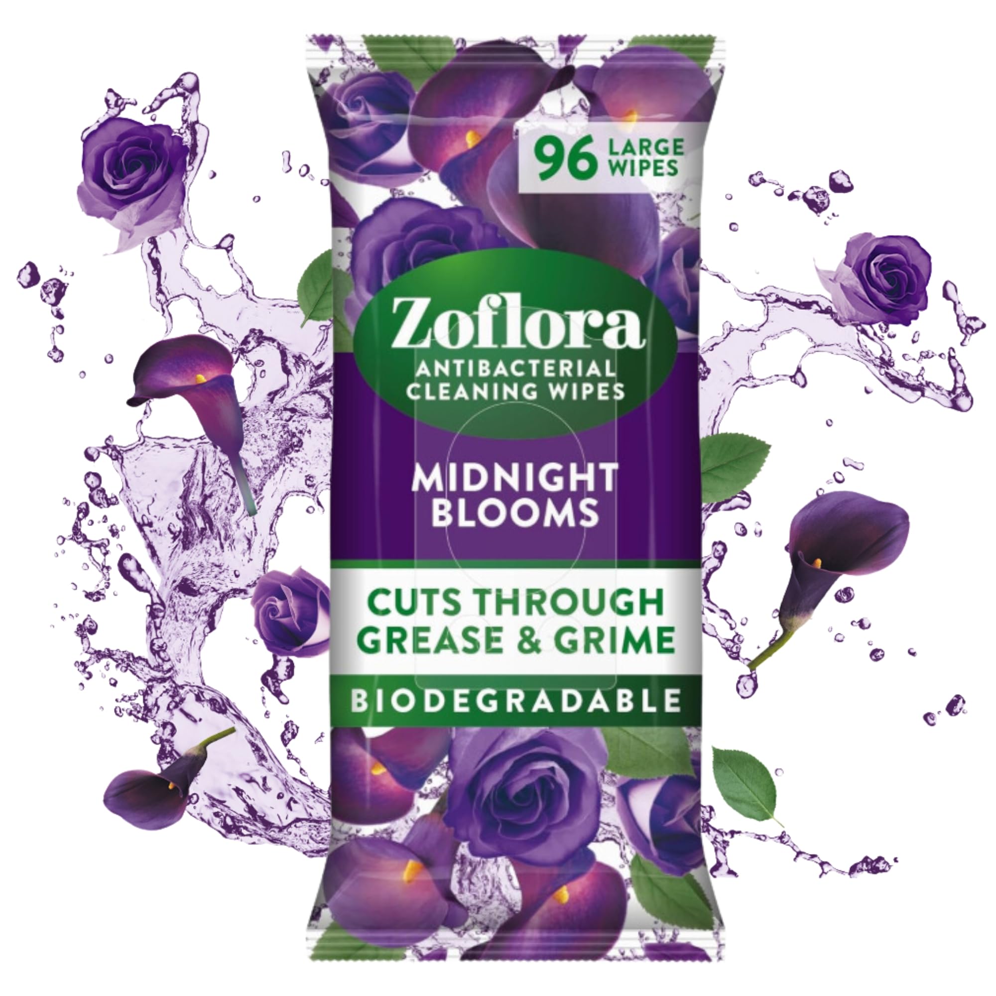 Zoflora Antibacterial Multi-Surface Wipes - Midnight Blooms Scent | 96 Count Biodegradable Wipes 2