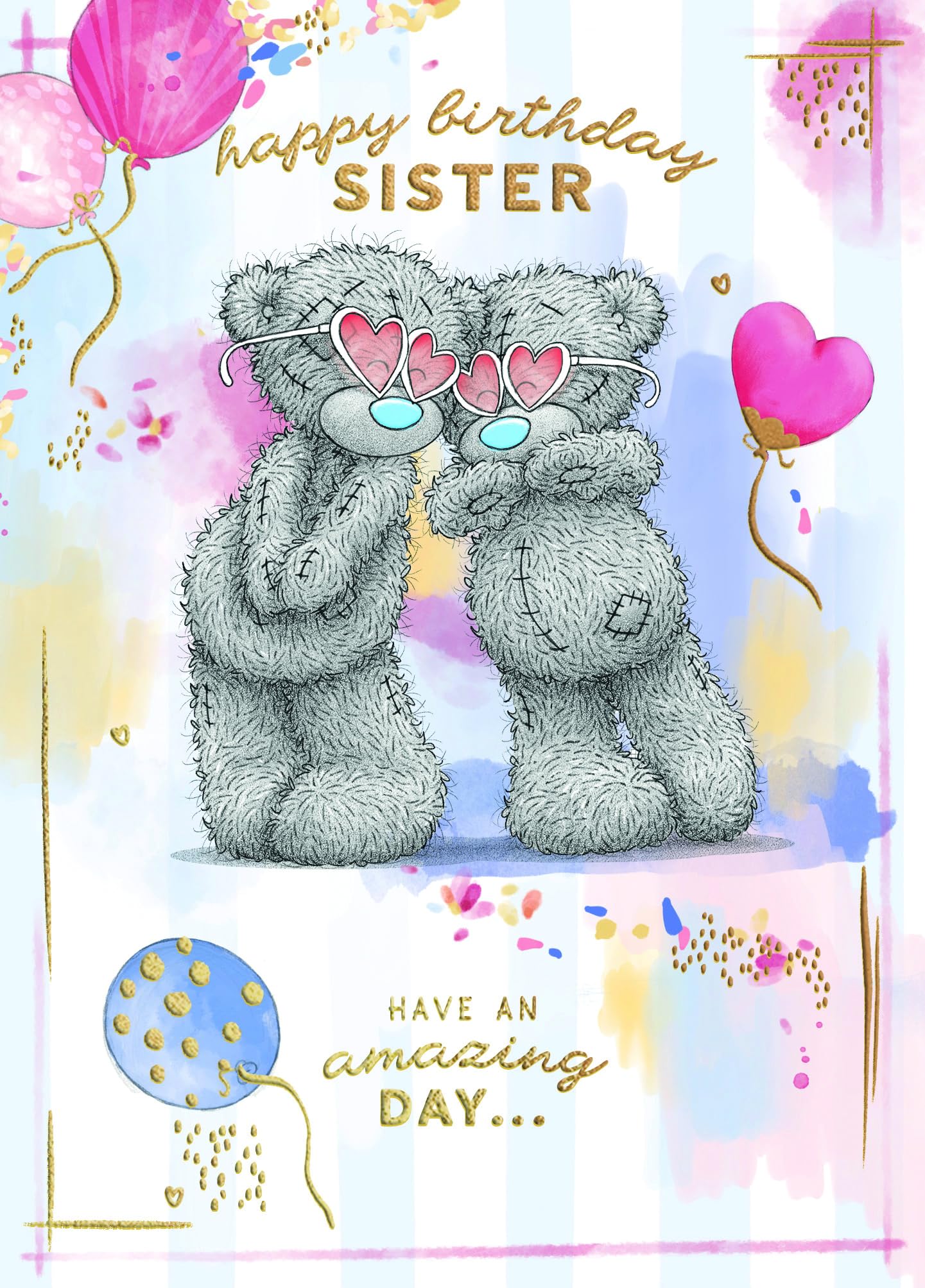 Me To You Tatty Teddy Sister Birthday Card | Gold Foil Accent | 5 x 7 Inches 1