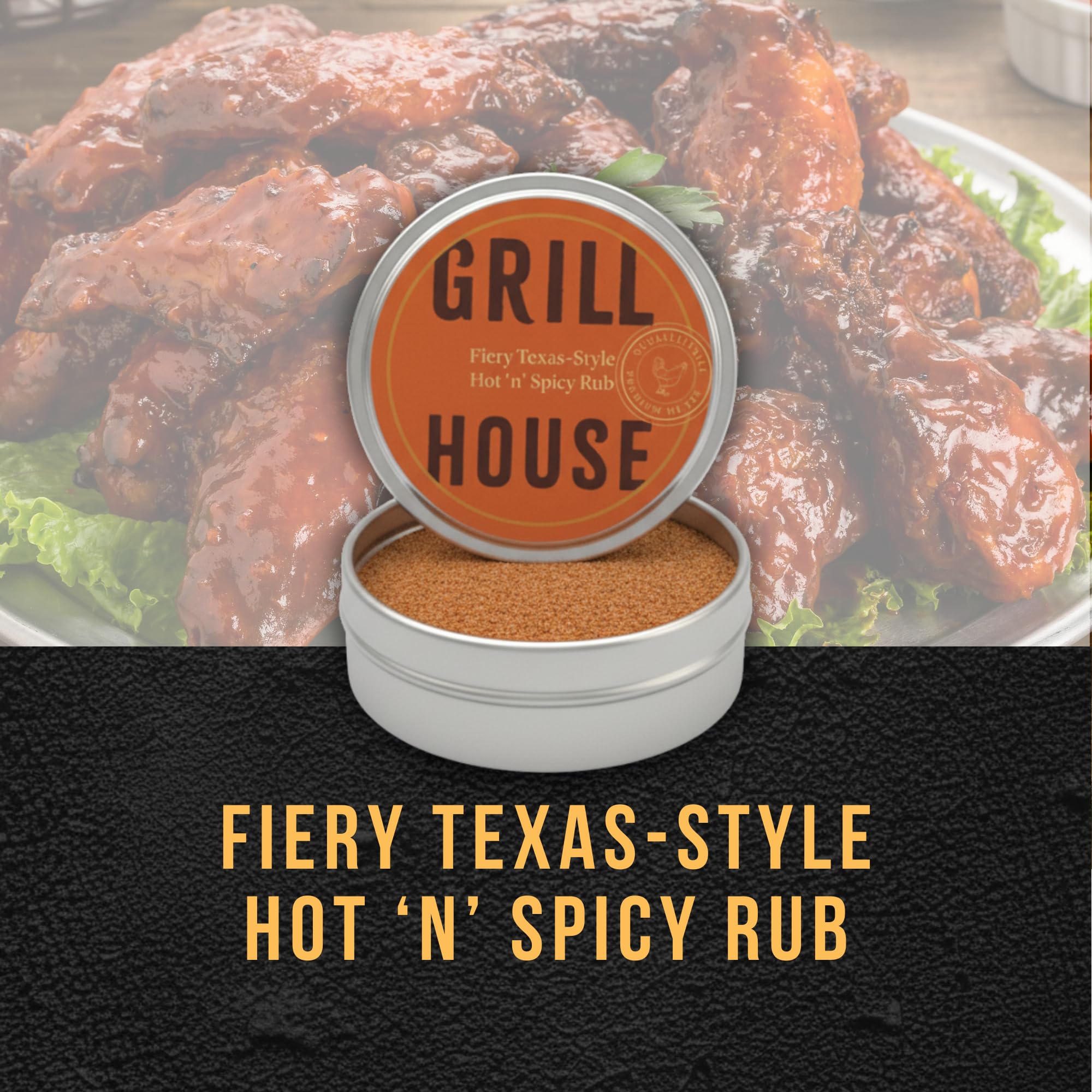 Grill House Wing Sauce & BBQ Rub Gift Set - 140 ml Hot Sauce, 2 x 20 g 4