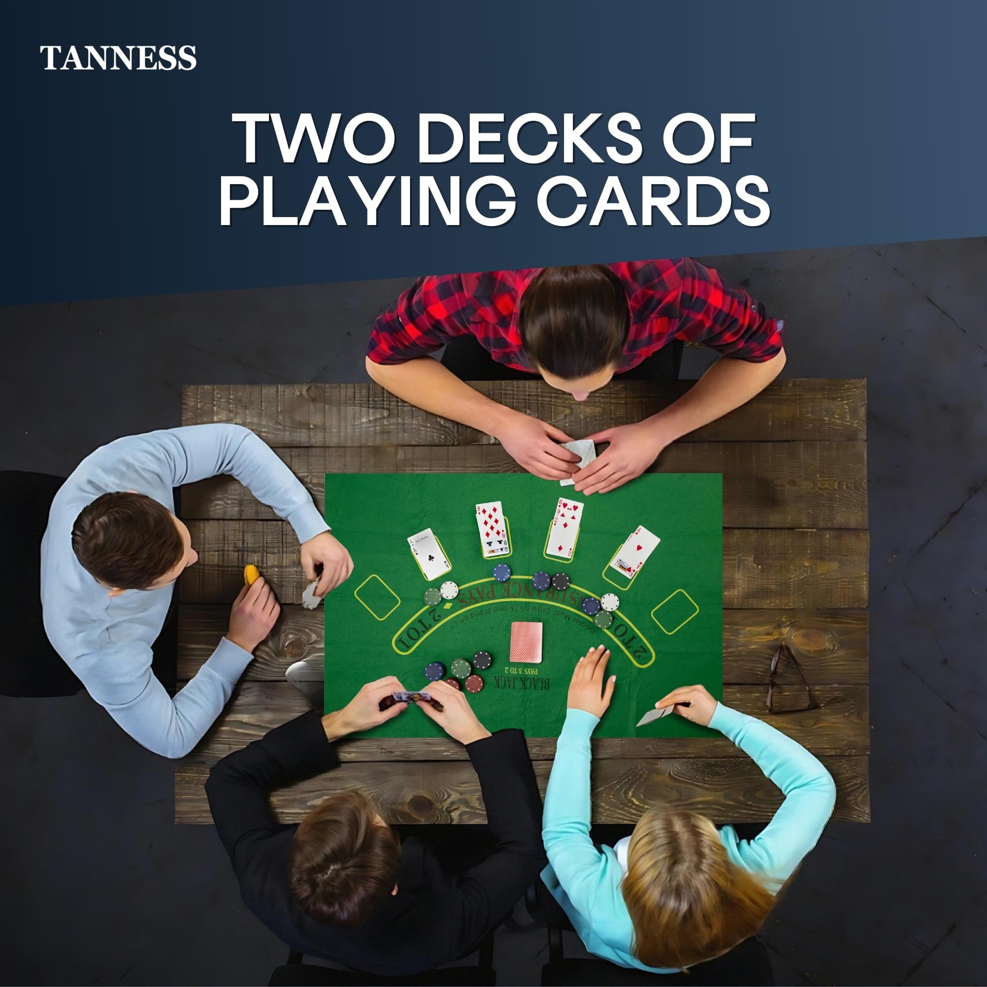 TANNESS 200 Pcs Poker Set - Non-Denominated Chips, Metal Case, Includes Dice & Cards 2