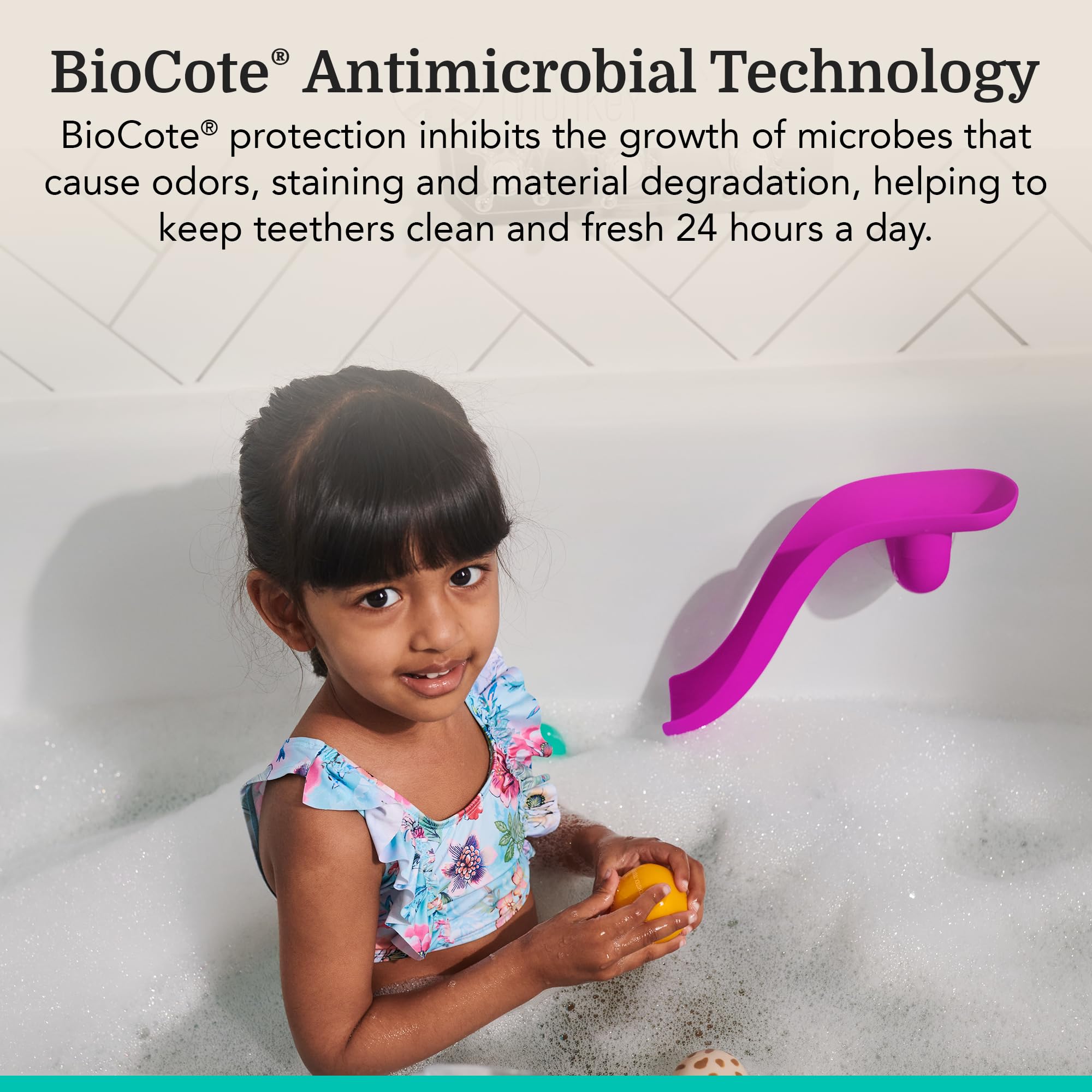 Matchstick Monkey Bathtime Slide Set - Antimicrobial Protection | Easy Grip | Ages 12M+ | Pink 5