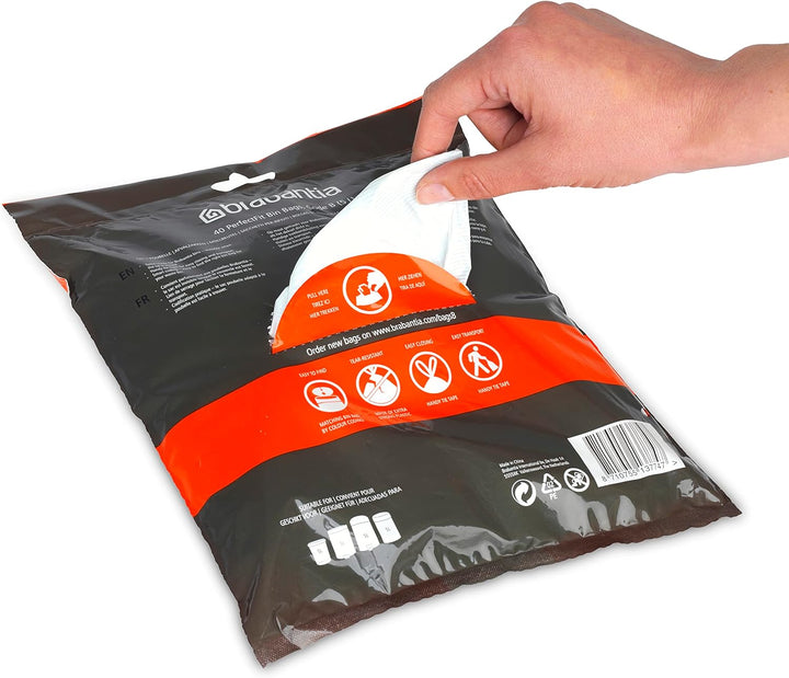 Brabantia - PerfectFit Bin Liners (Size B/5 Litre) Thick Plastic Trash Bags with Tie-Tape