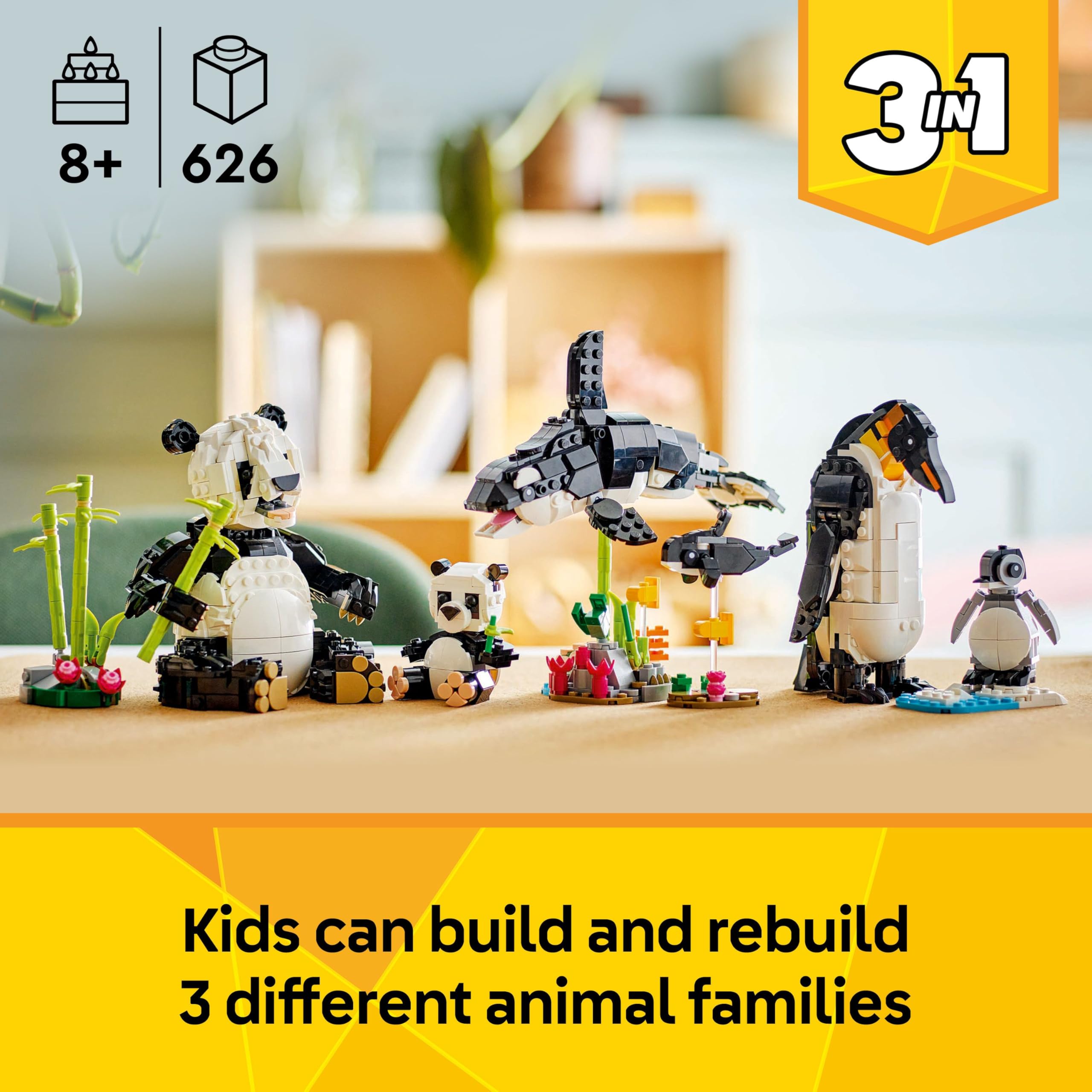 LEGO Creator 3in1 Wild Animals: Panda Family Toy Set 31165 | Ages 8+