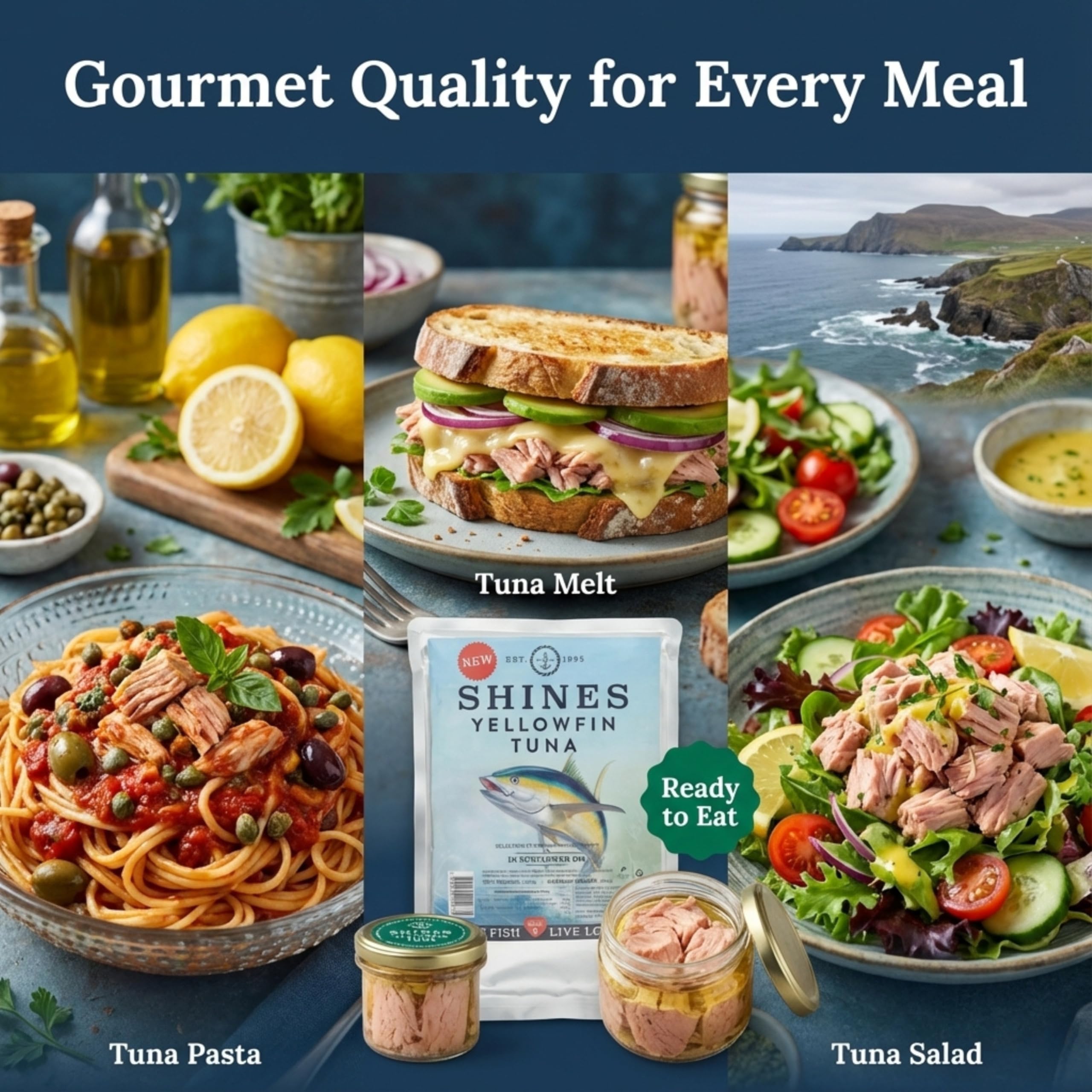 Shines Gourmet Wild Yellowfin Tuna in Oil - 1kg Pouch | High Omega 3 | Low Carb | Gluten-Free 4