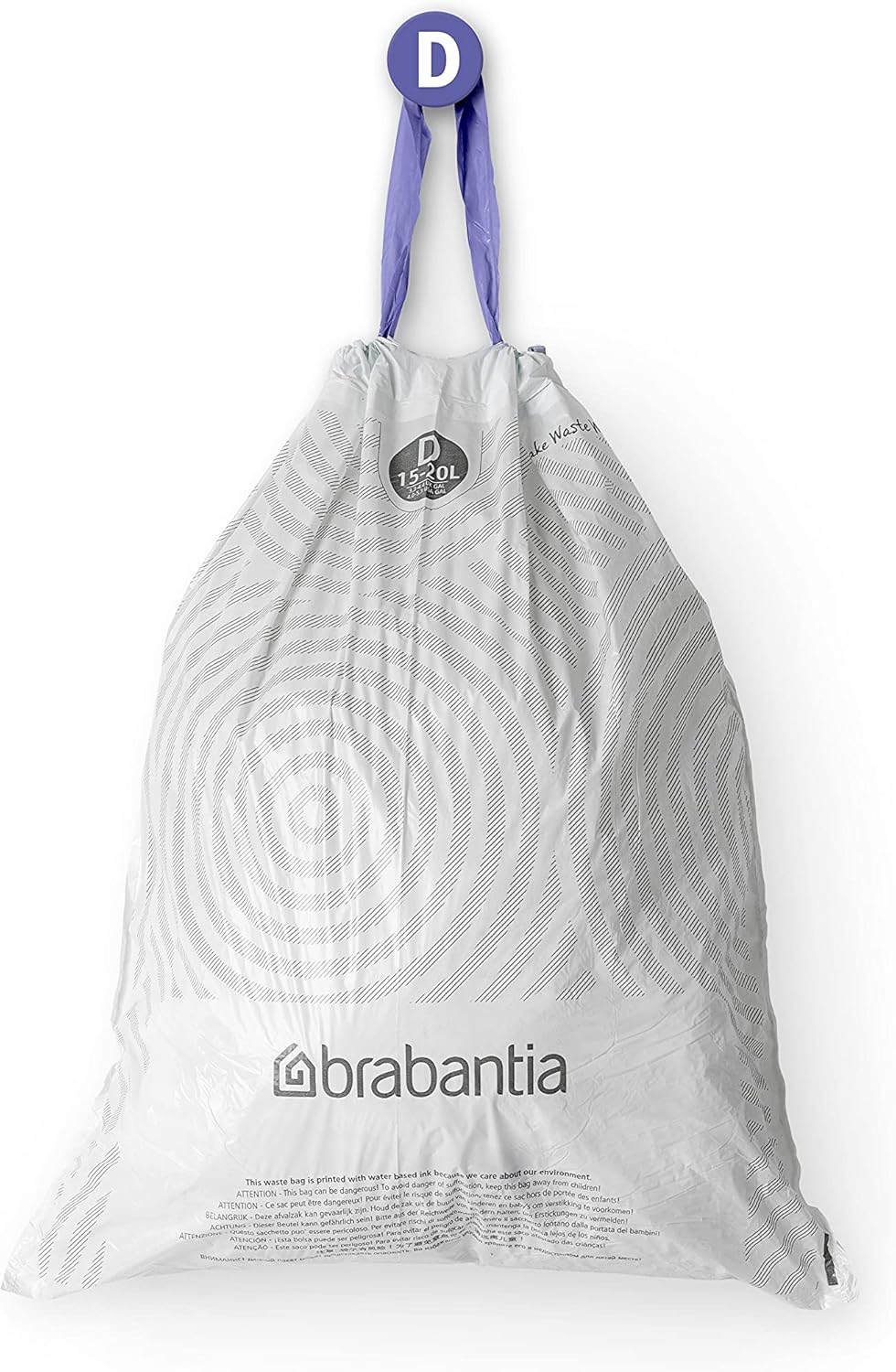 Brabantia PerfectFit 20L Thick Plastic Bin Liners with Tie Tape Draw - Extra Strong Trash Bags