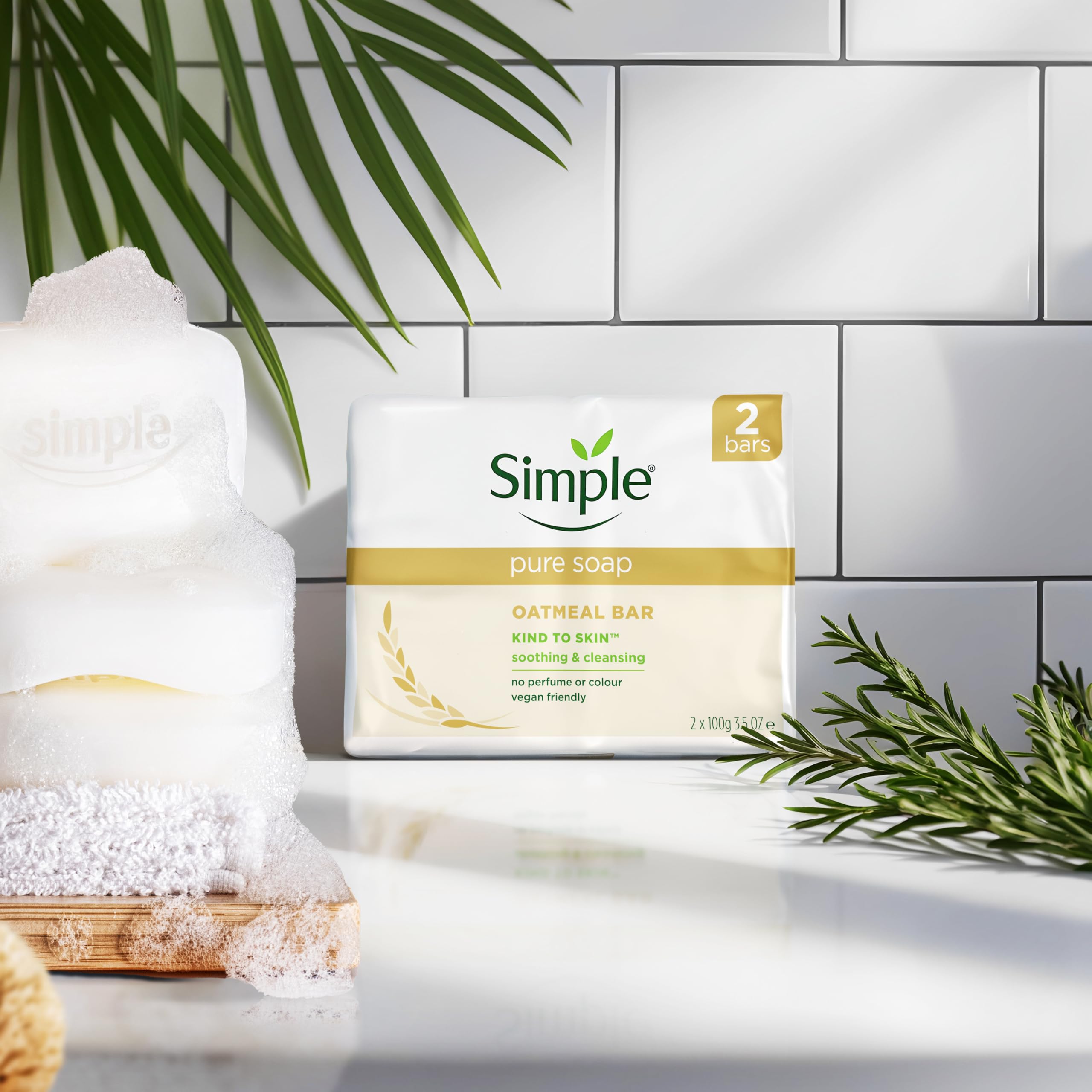 Simple Pure Soap Oatmeal Bar - Fragrance-Free, Gentle Cleansing for Sensitive Skin | 2 x 100g Bars 4