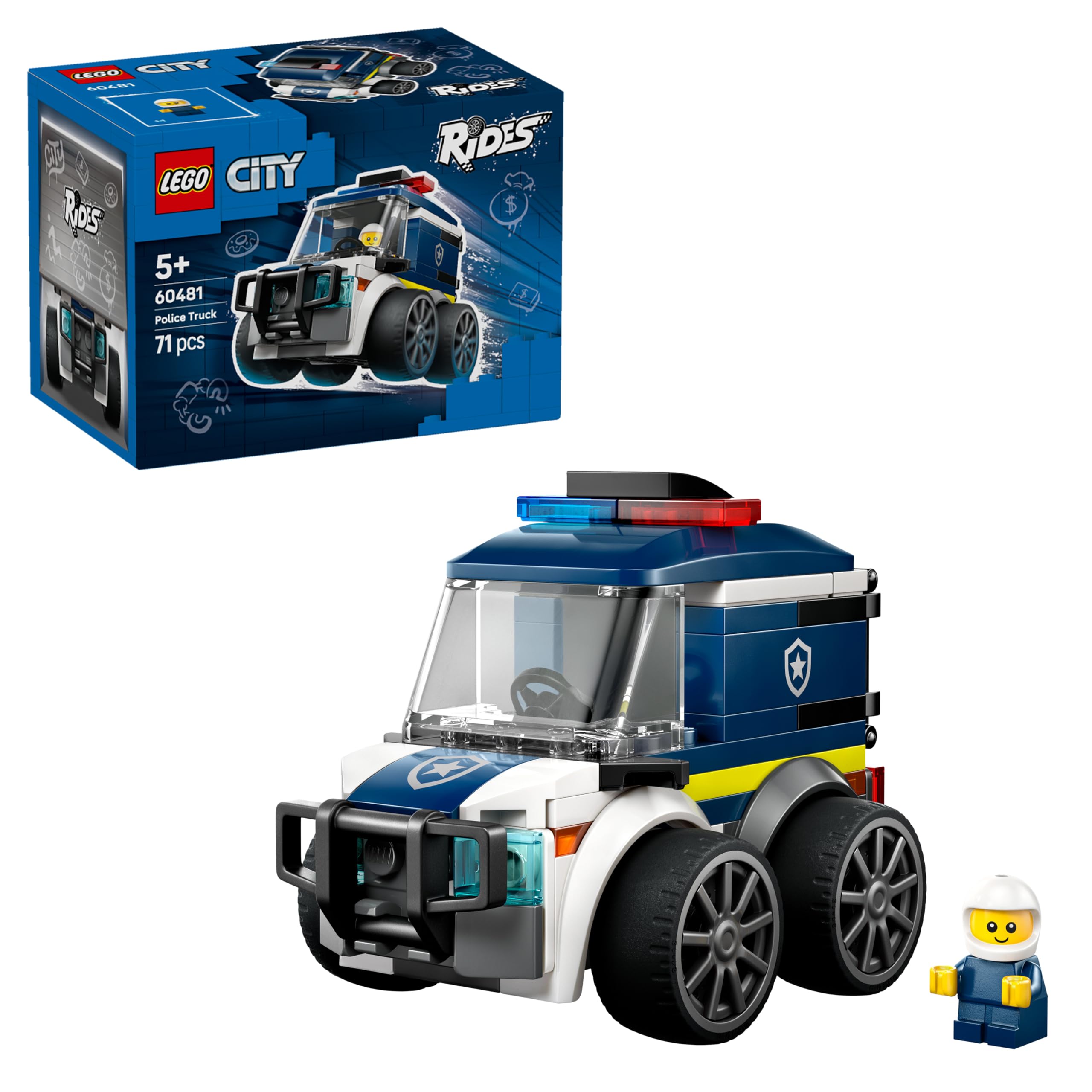 LEGO City Rides 60481 Police Truck Toy Building Set for Ages 5+ | Easy-Build