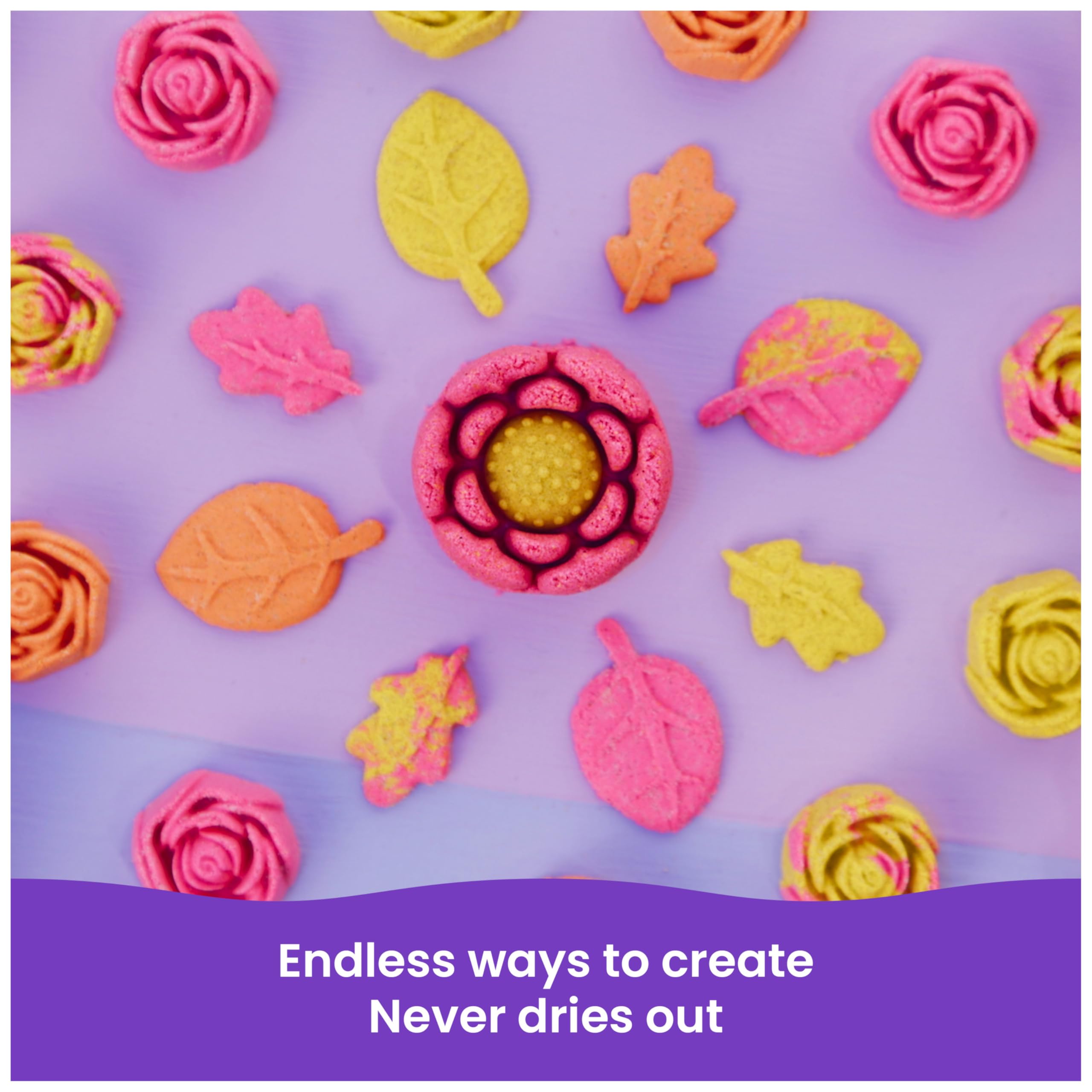 Kinetic Sand SquishBlossom Blooming Flower Sand Art Kit | 227g Pink & Yellow Sand | Ages 5-14 5