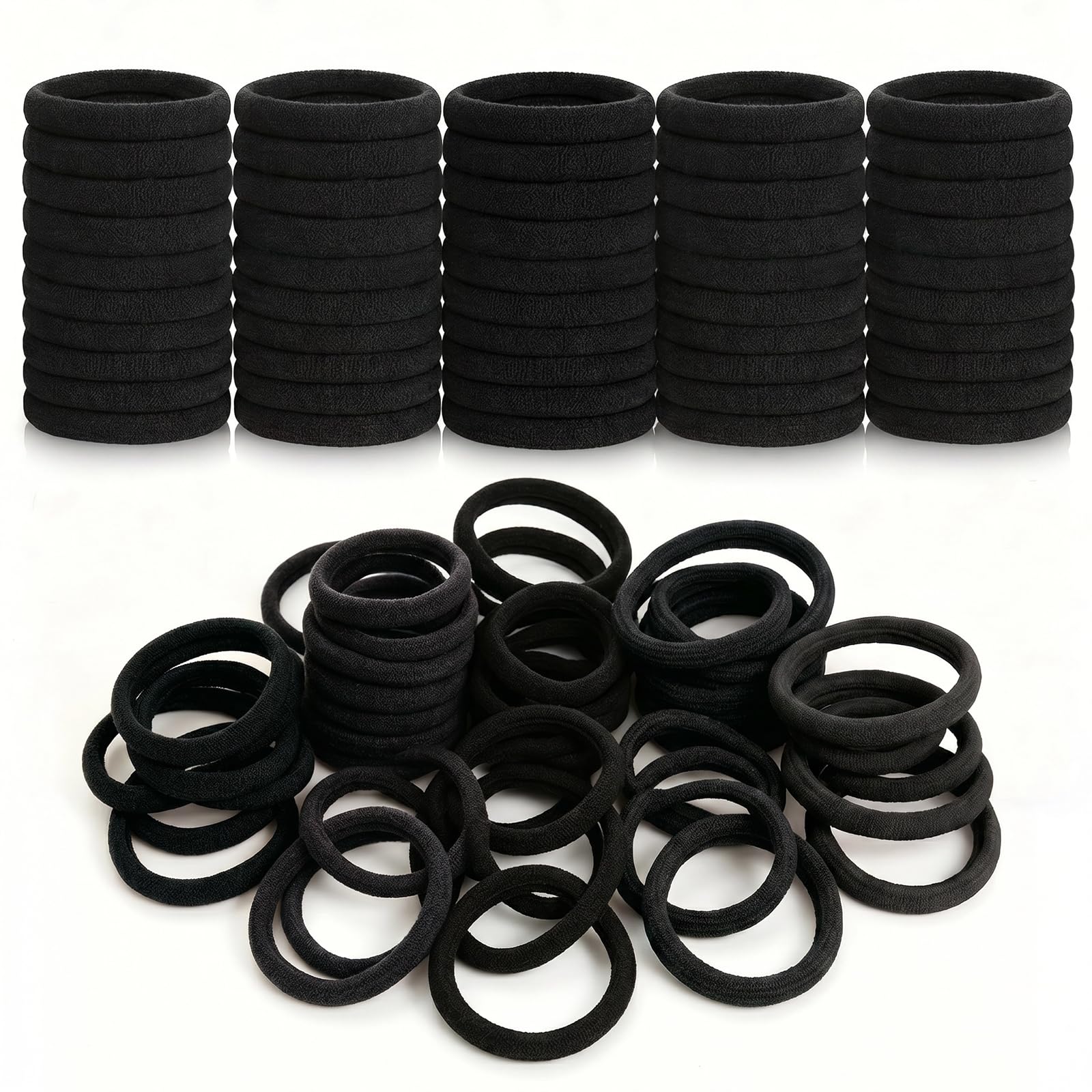 Lafefe 30 Pcs Thick Seamless Hair Bobbles - Strong Elastic Hold | Black | Medium Size 1