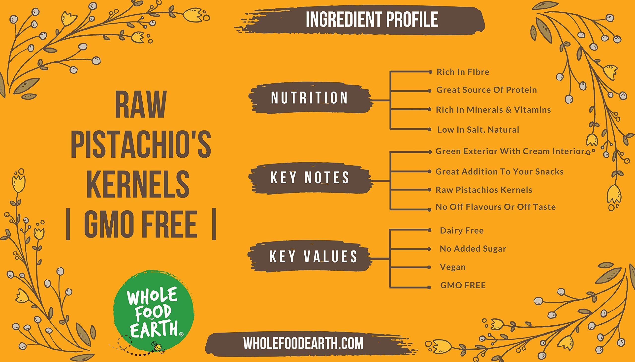 Wholefood Earth Raw Pistachio Kernels - GMO Free, Natural | 250g 4