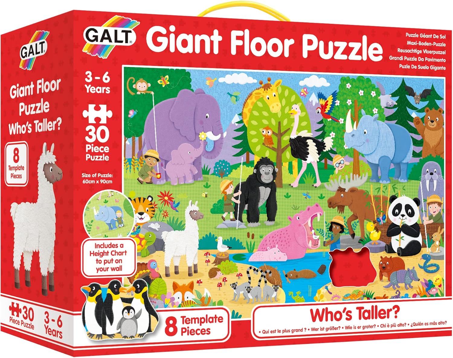 Galt Giant Floor Puzzle - Who's Taller? - 30-Piece Animal Puzzle for Kids Ages 3-6 1
