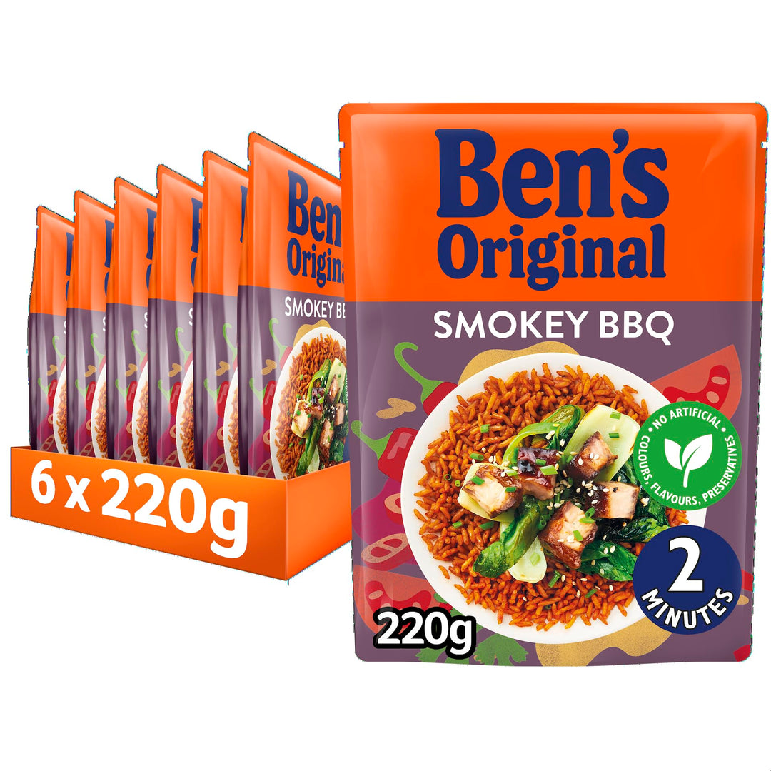 Ben's Original Smokey BBQ Microwave Rice, 6 x 220g Pouches