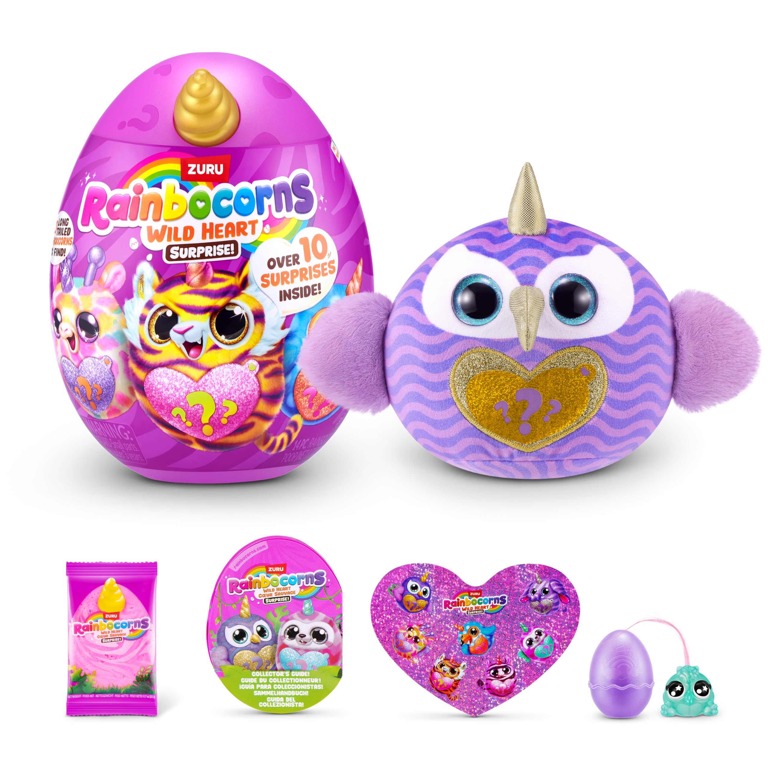 Rainbocorns Wild Heart Surprise Plush Toy - Peacock Color | Over 10 Surprises | ZURU
