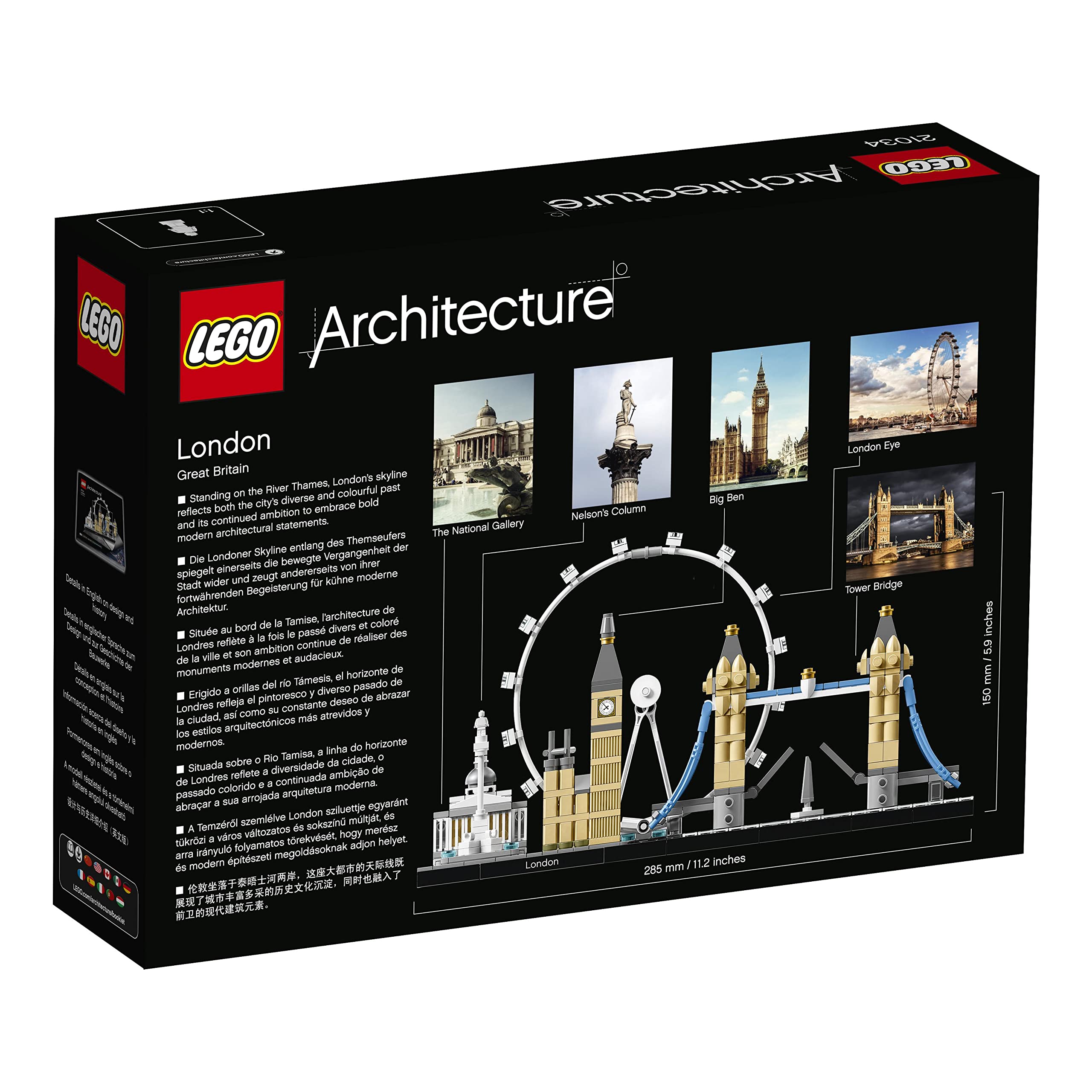 LEGO Architecture Skyline London 21034 - Big Ben, Tower Bridge, London Eye Building Set 8