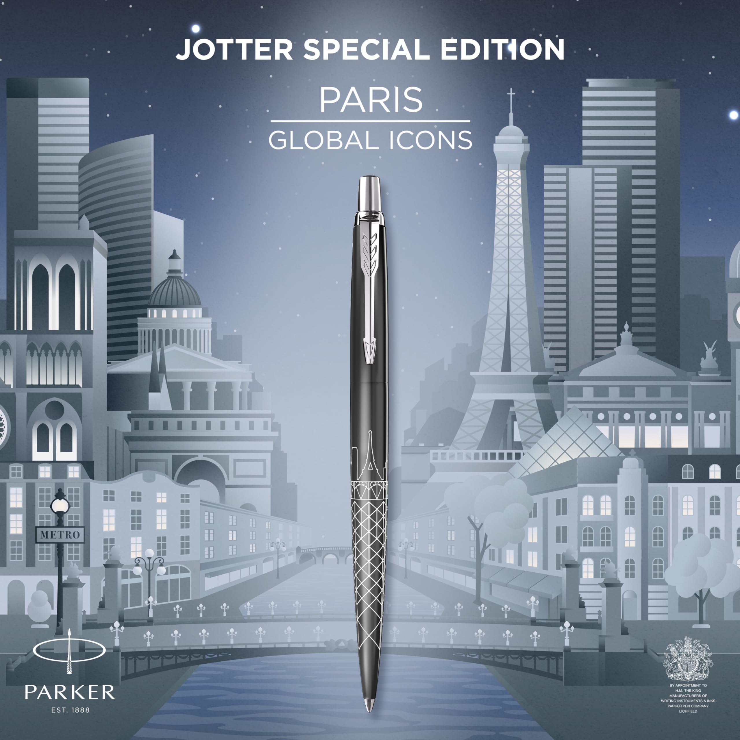 PARKER Jotter Special Edition Paris Grey Ballpoint Pen | Blue Ink | Medium Point 2