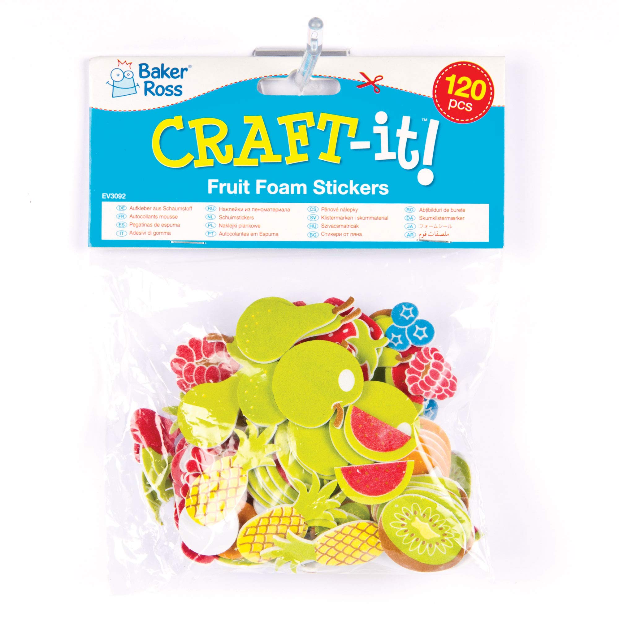 Baker Ross Fruit Foam Stickers (120 Pack) - Self-Adhesive Embellishments for Kids Crafts 3