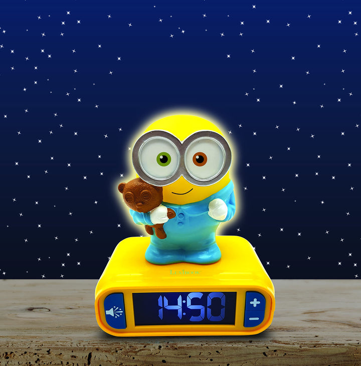 LEXIBOOK Minions Digital Alarm Clock with Night Light - Bob Light-Up Feature, Snooze & Sound Effects