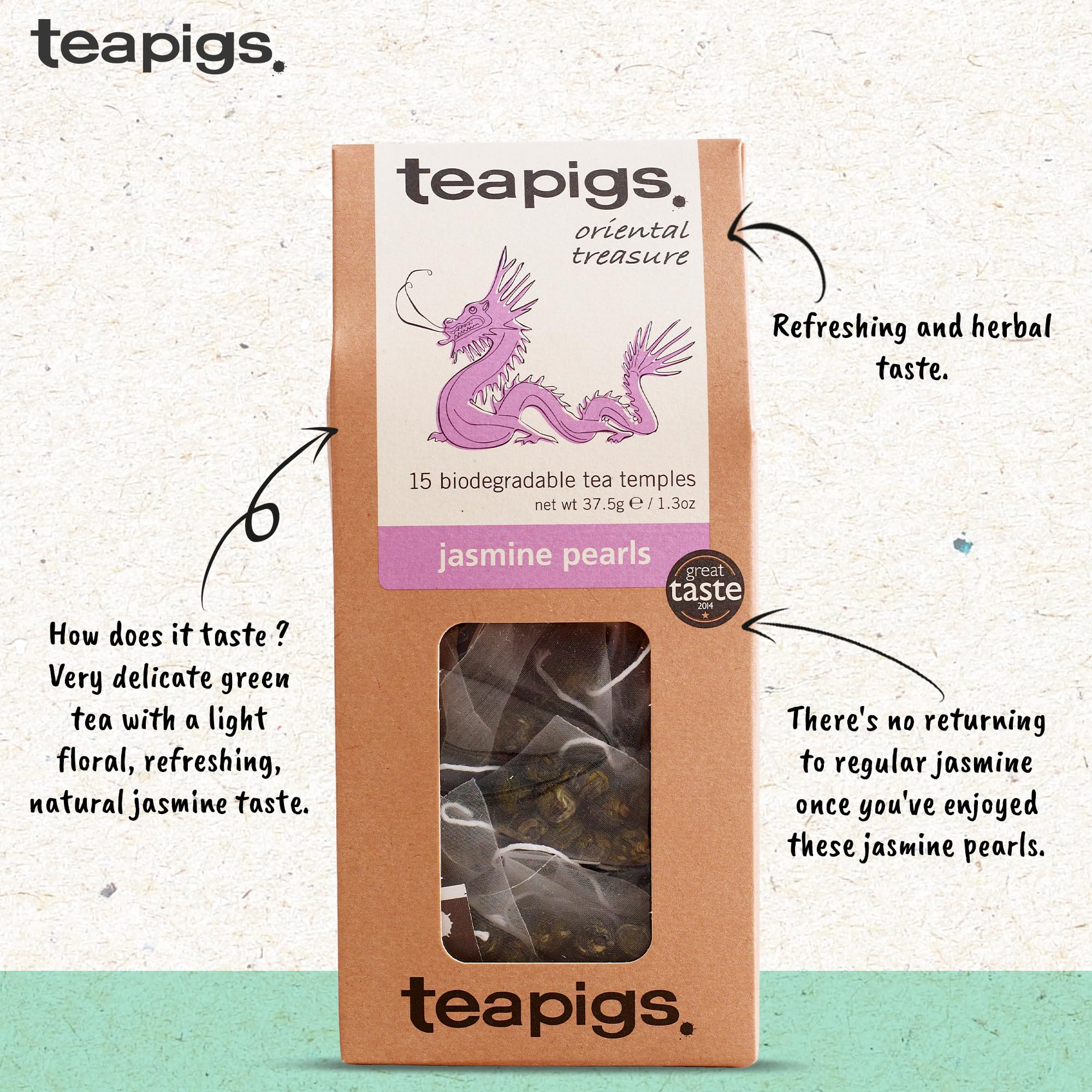 teapigs Jasmine Pearls Tea Bags - Whole Leaf Green Tea with Jasmine, 15-Pack 7