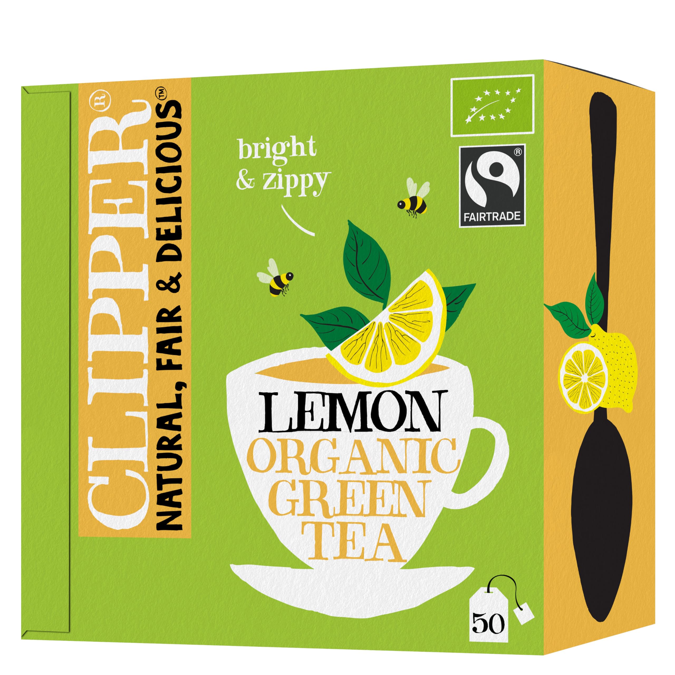 Clipper Natural, Fair & Delicious Organic Lemon Green Tea Teabags, 50 Count 1
