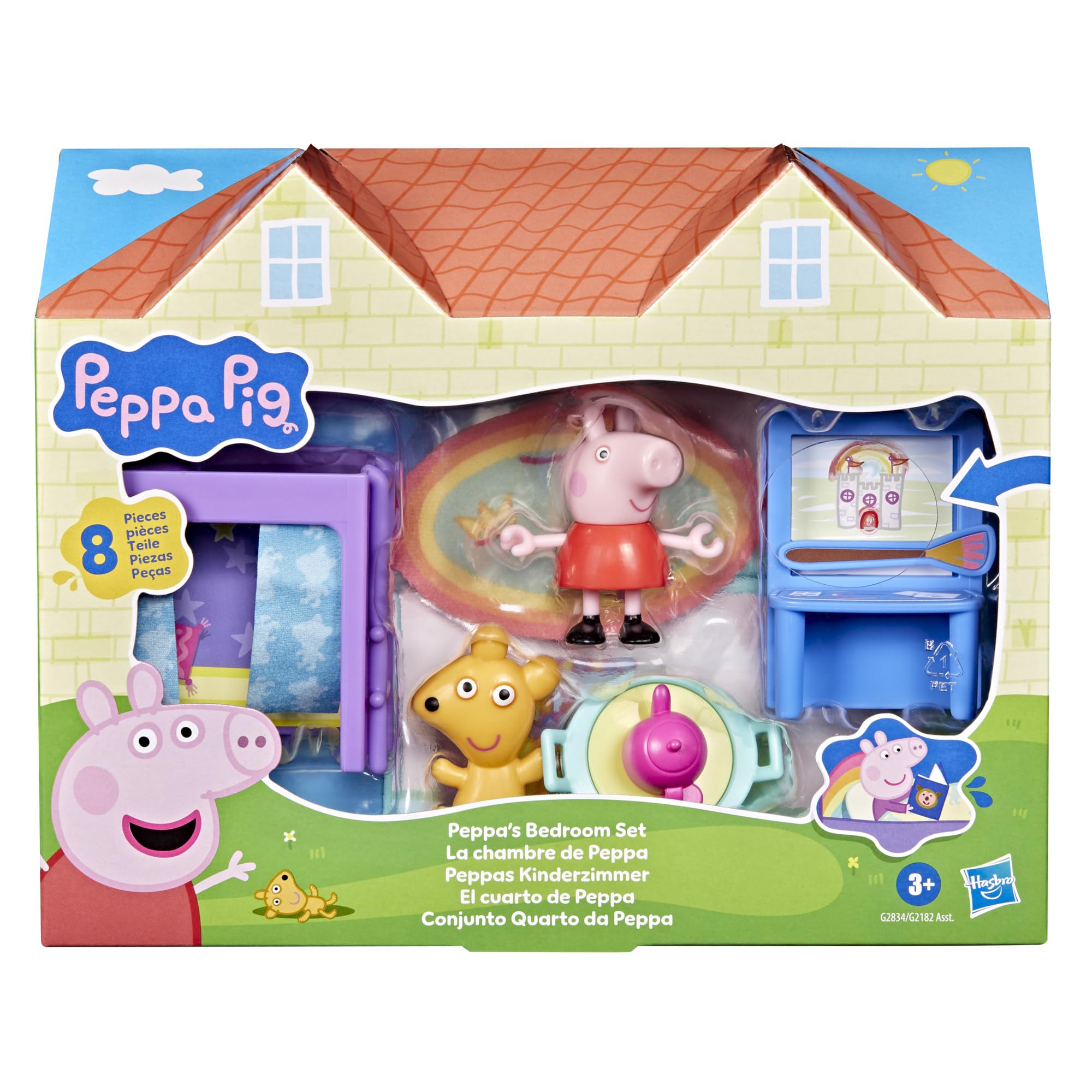 Peppa Pig Peppa's Bedroom Playset with 7.5-cm Figure | 8 Pieces | Ages 3+ 2