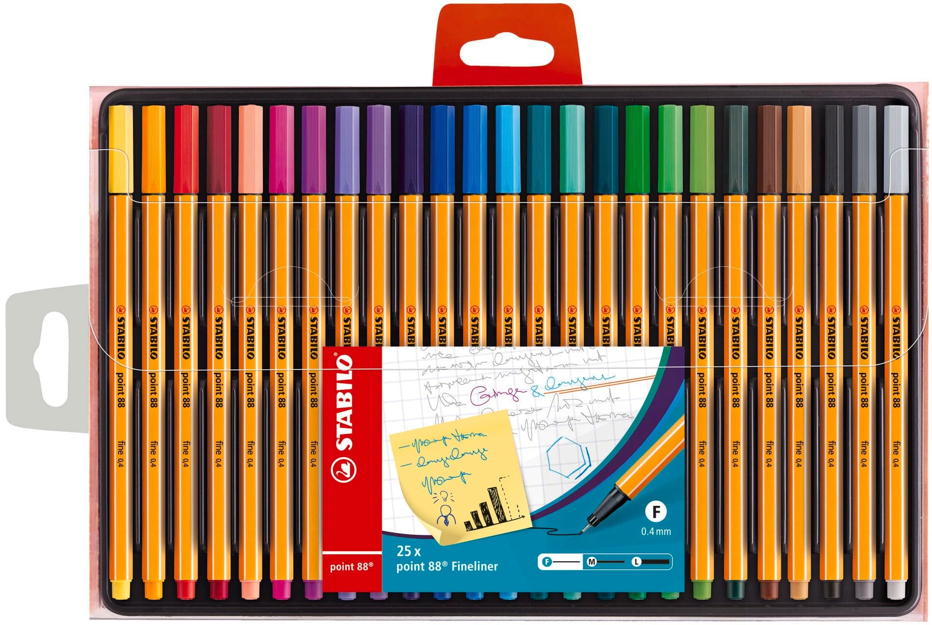 STABILO point 88 Fineliner - 0.4mm Line Width | Pack of 25 Assorted Colours 1