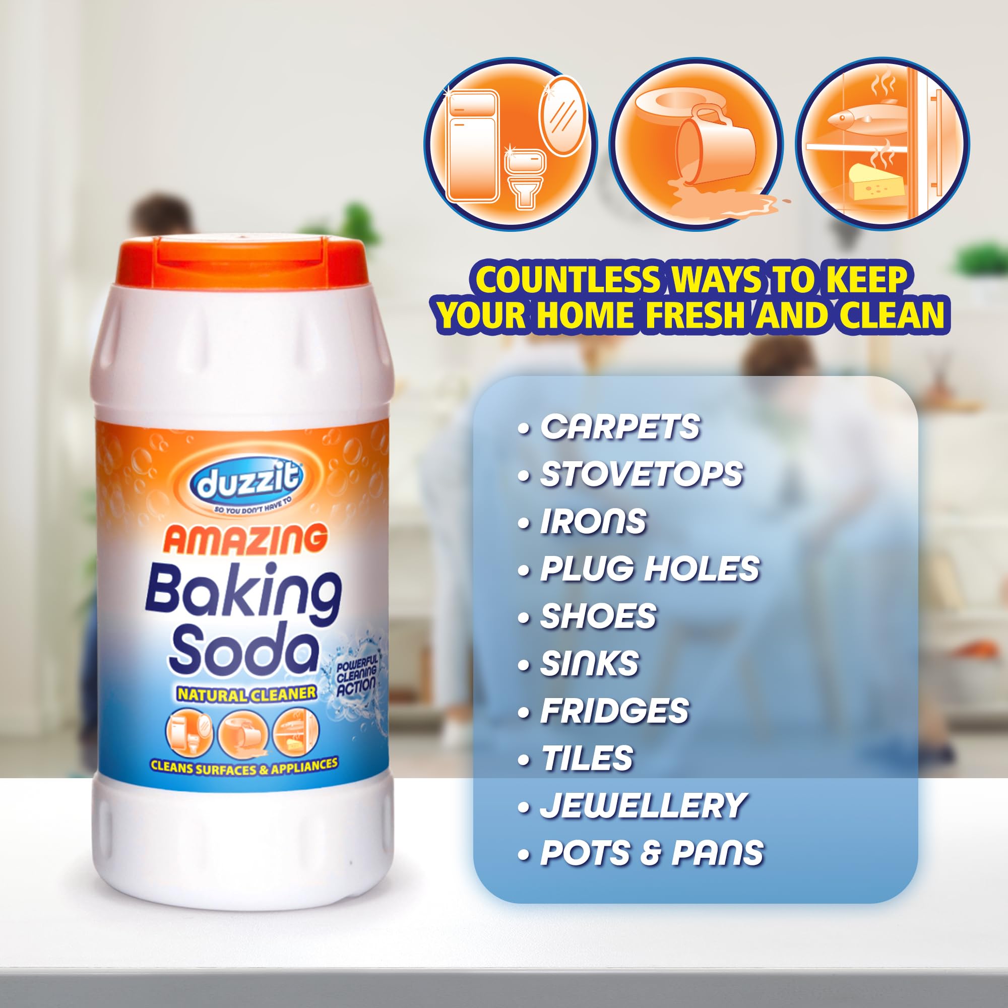 Duzzit Amazing Baking Soda - 350g Powder for Powerful, Natural Cleaning & Deodorising 7
