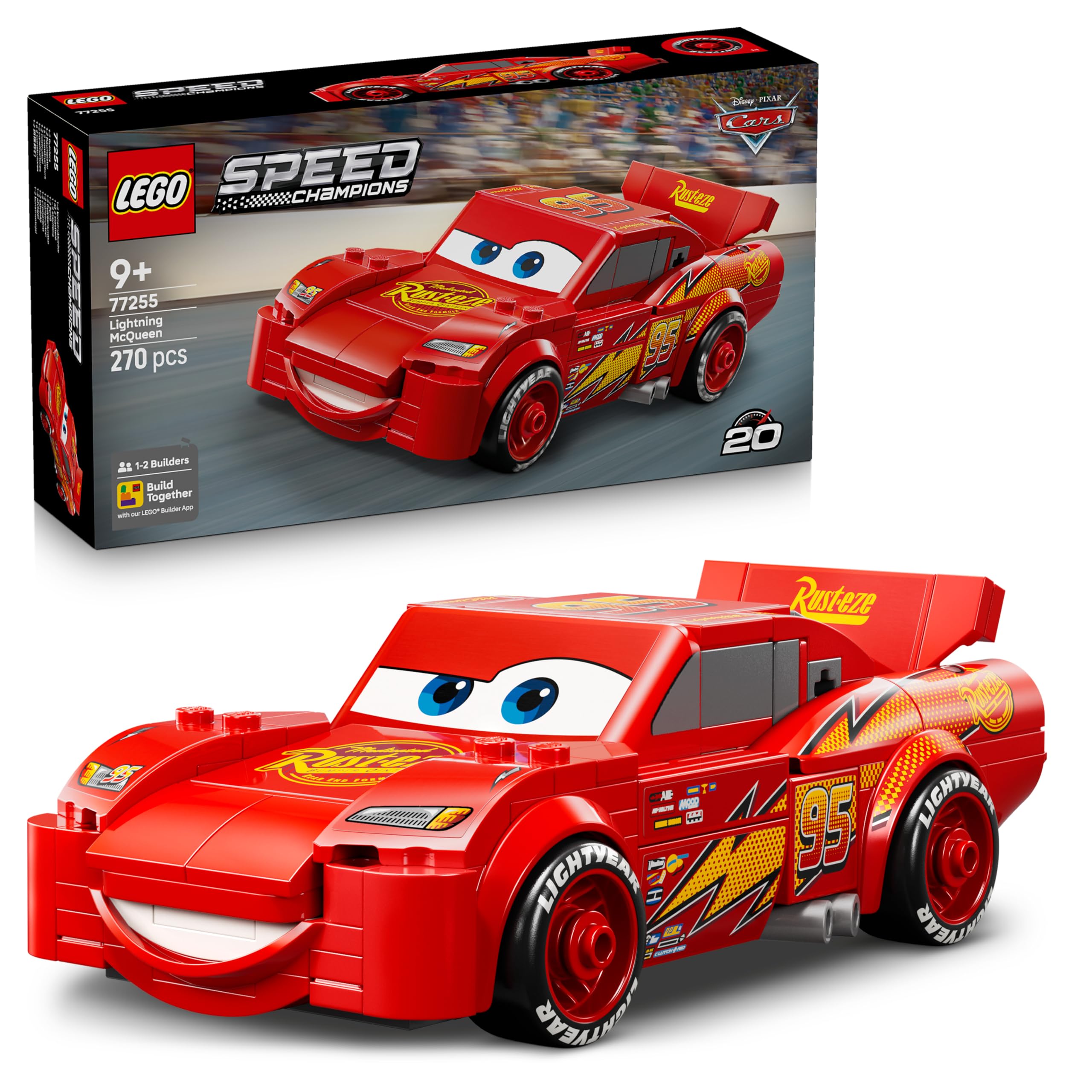 LEGO Speed Champions Lightning McQueen Race Car Toy Model Kit 77255 for Ages 9+