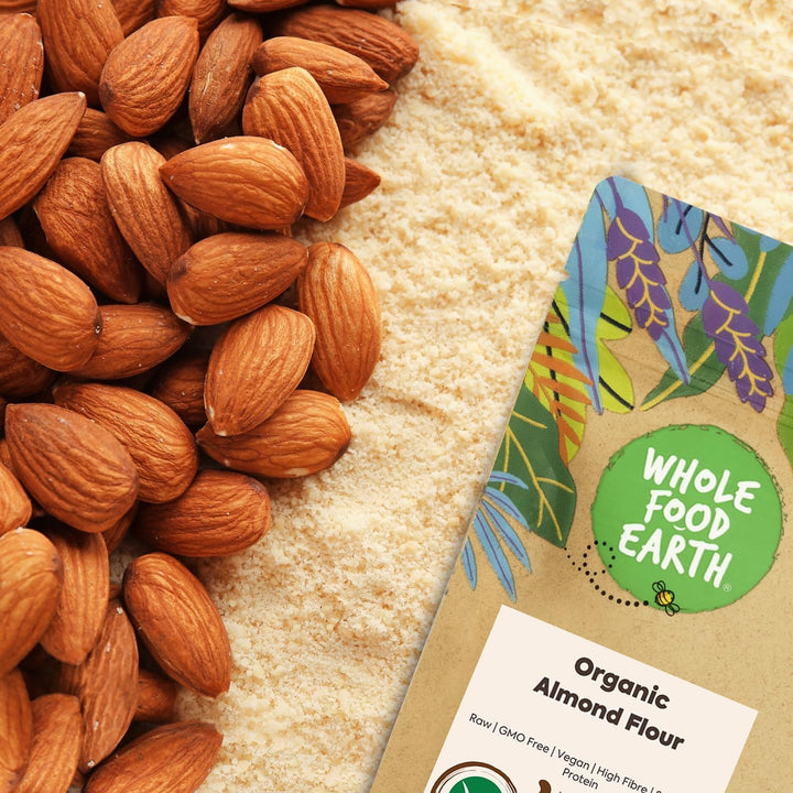 Whole Food Earth® Organic Almond Flour – 1 kg | Raw | GMO Free | High in Fibre