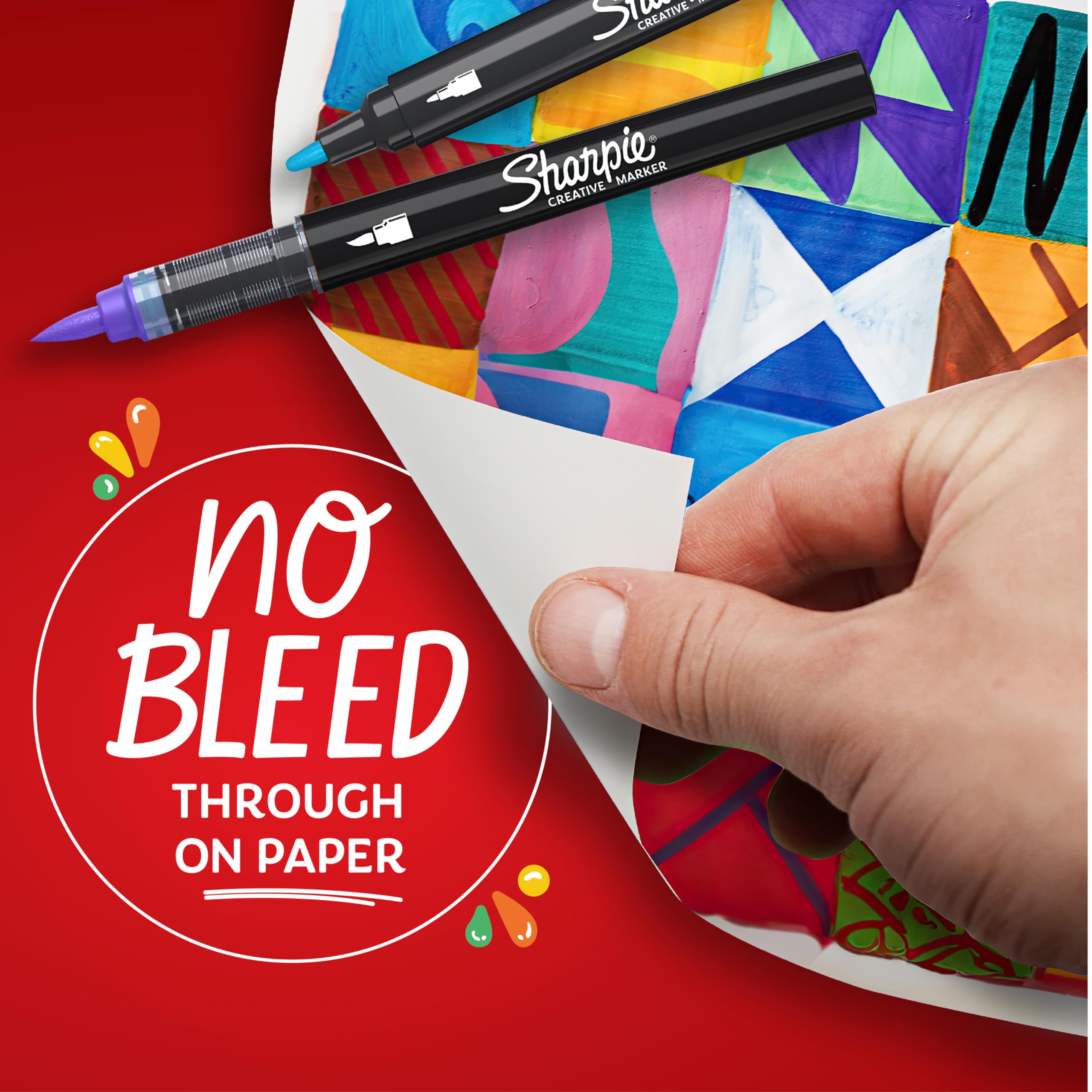 Sharpie Creative Marker Acrylic Paint Pens - Brush Tip, Water-Based Ink, White, Writes on Most Surfaces, 6 Count 4