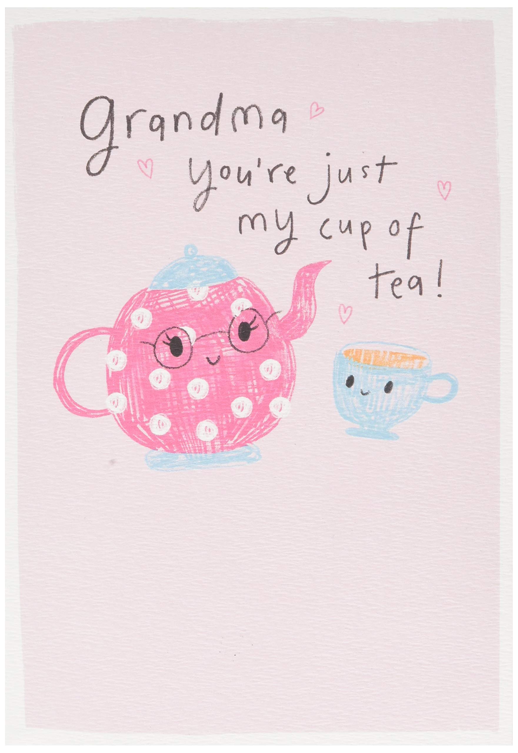 Hallmark Birthday Card for Grandma - Cute Cup of Tea Design | Textured Board | Pink 1