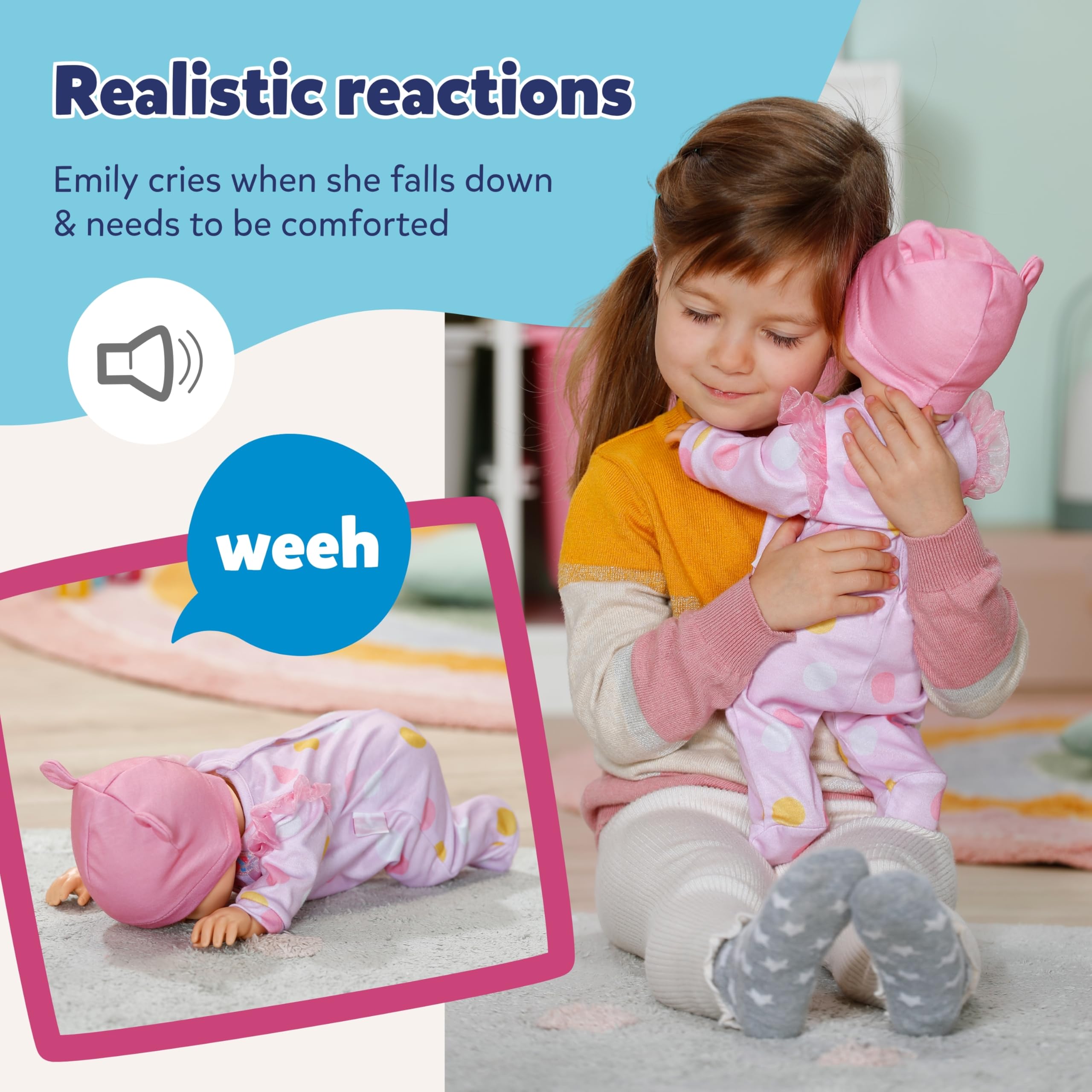 BABY born Emily Walk with Me Doll - Crawling & Learning to Walk | Interactive | Ages 3+ 4
