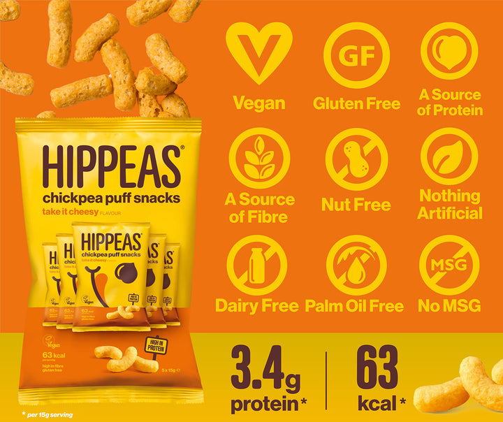 Hippeas Take It Cheesy Chickpea Puffs Vegan Crisps Multipack | 25 x 15g