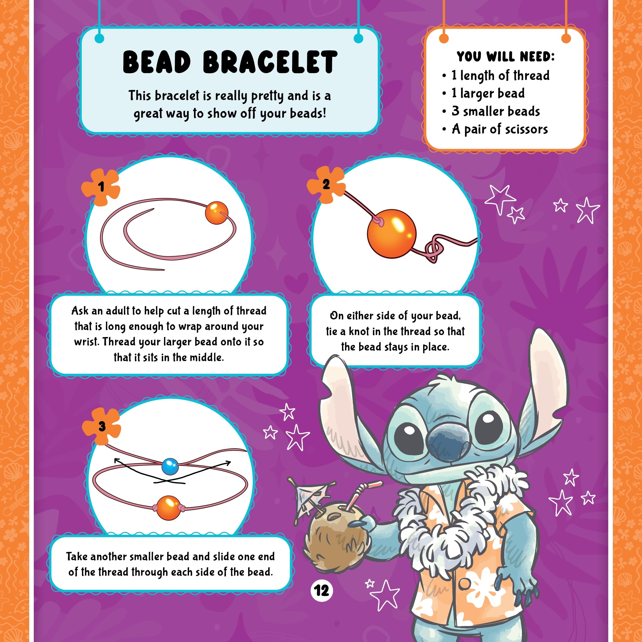 Autumn Disney Stitch Best Friends Activity Book & Bead Kit | Make 12 Bracelets | Multicoloured 3