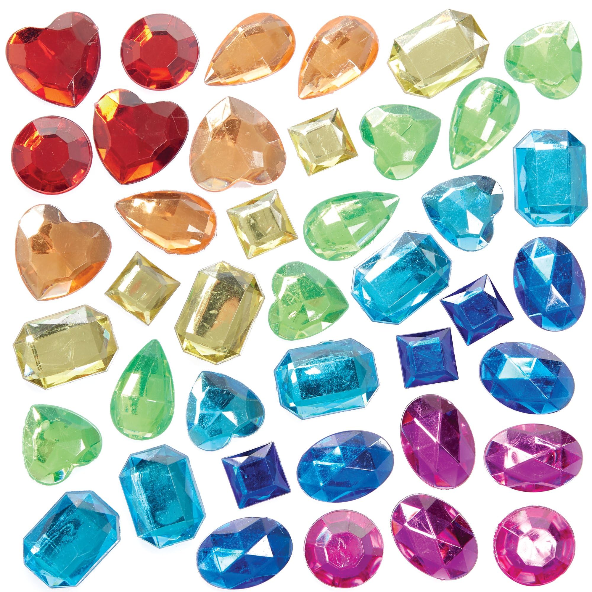 Baker Ross FC759 Large Rainbow Self-Adhesive Gems - Pack of 120 | 15mm-25mm | Plastic