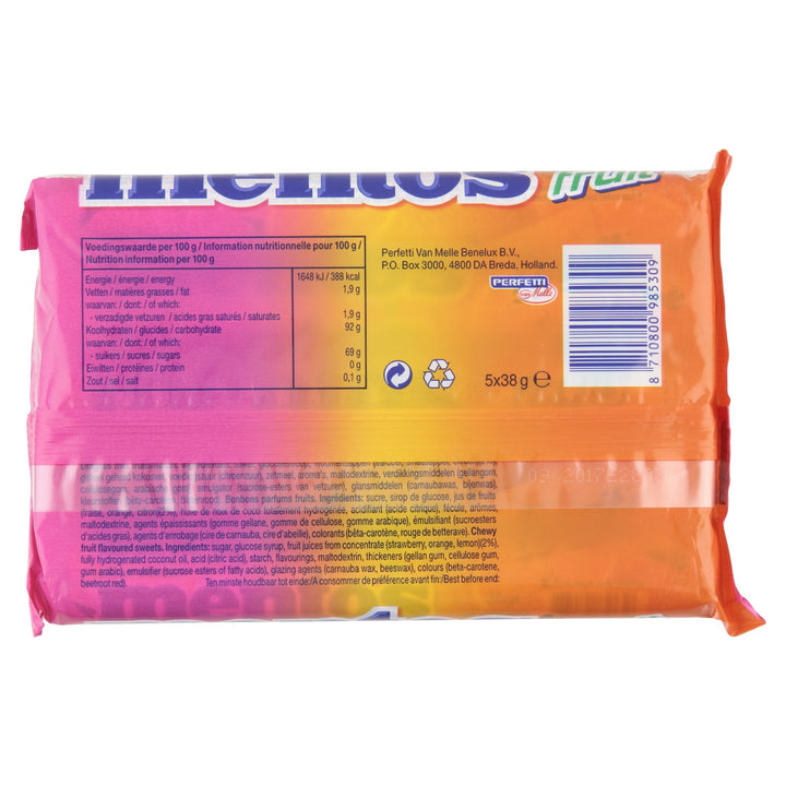 Mentos Fruit Flavoured Soft Chews, Natural Colours, 5-Pack Party Sweets