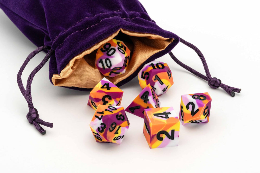 Metallic Dice Games FanRoll 16mm Pride Sharp Edge Silicone Rubber Polyhedral Dice Set