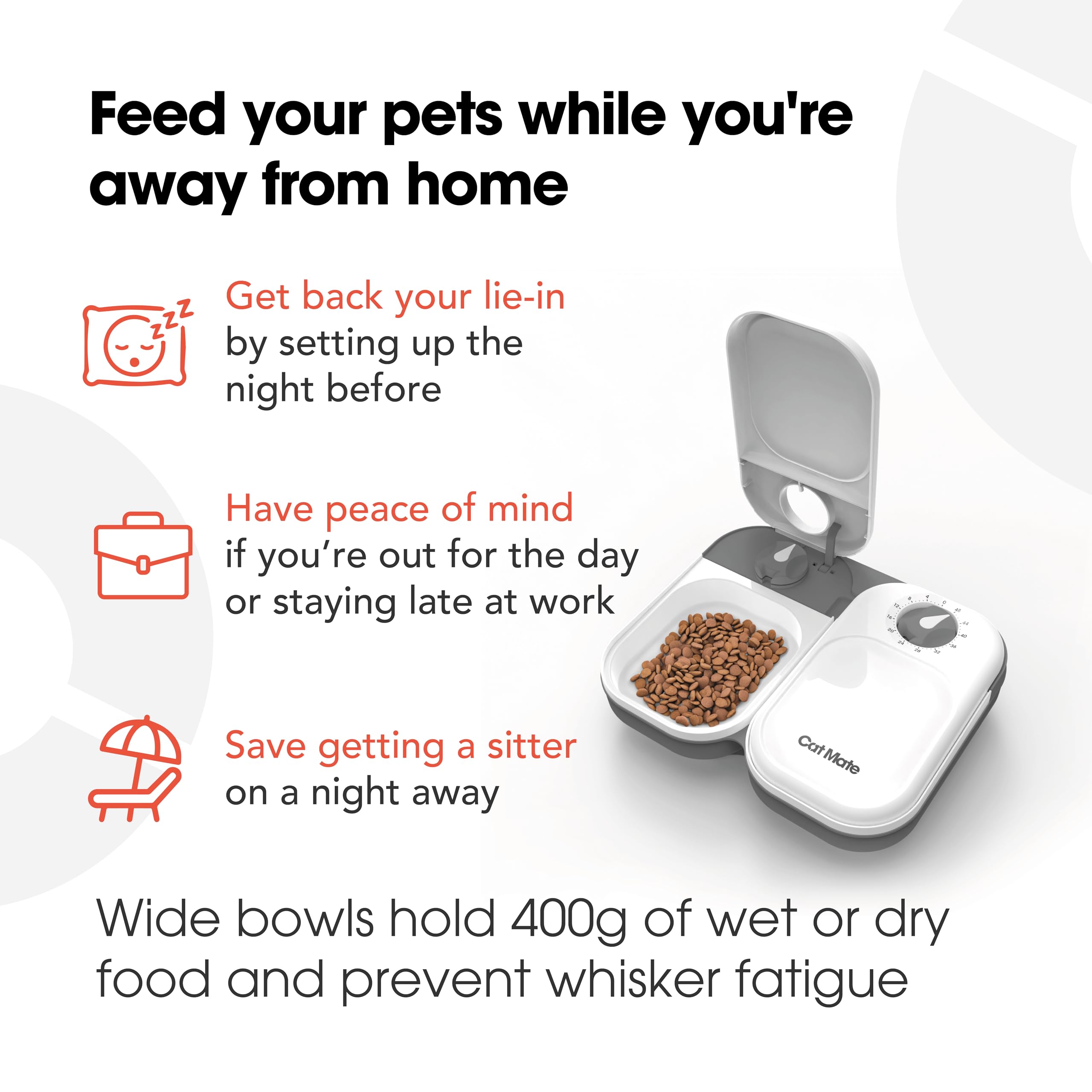 Cat Mate C200 2 Meal Automatic Pet Feeder with Timer and Ice Pack for Cats and Small Dogs - White 4