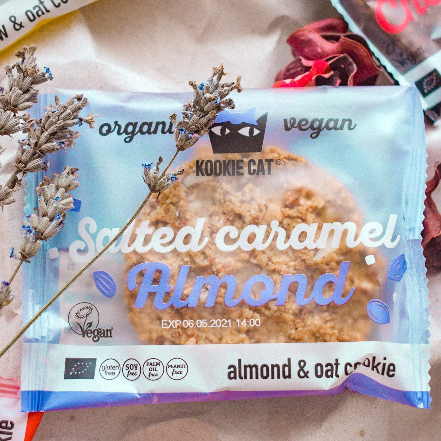 Kookie Cat - Salted Caramel Almond Individually Wrapped Vegan Cookies, Gluten Free 5